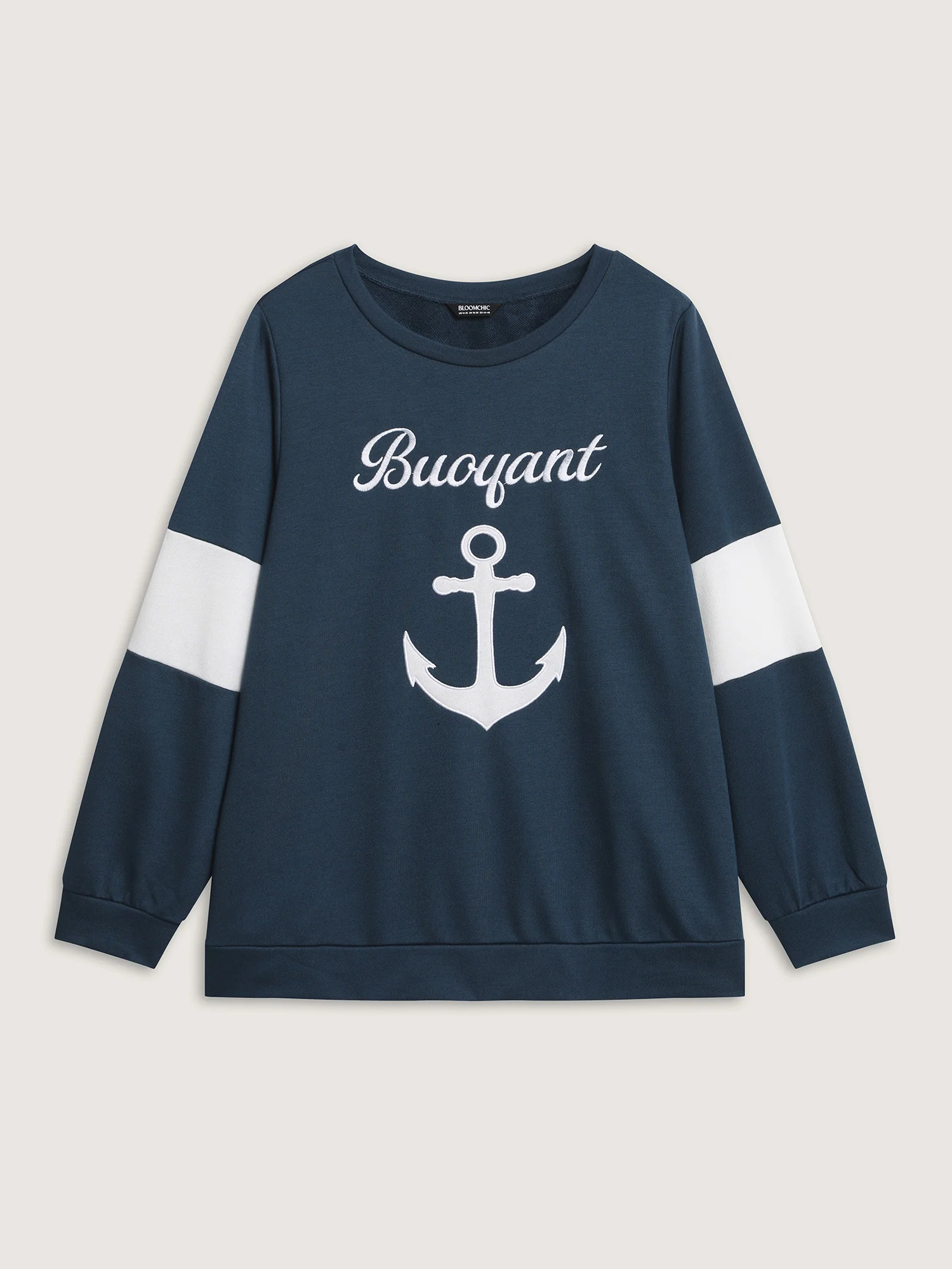 Anchor Applique Embroidery Contrast Sweatshirt - Image 8