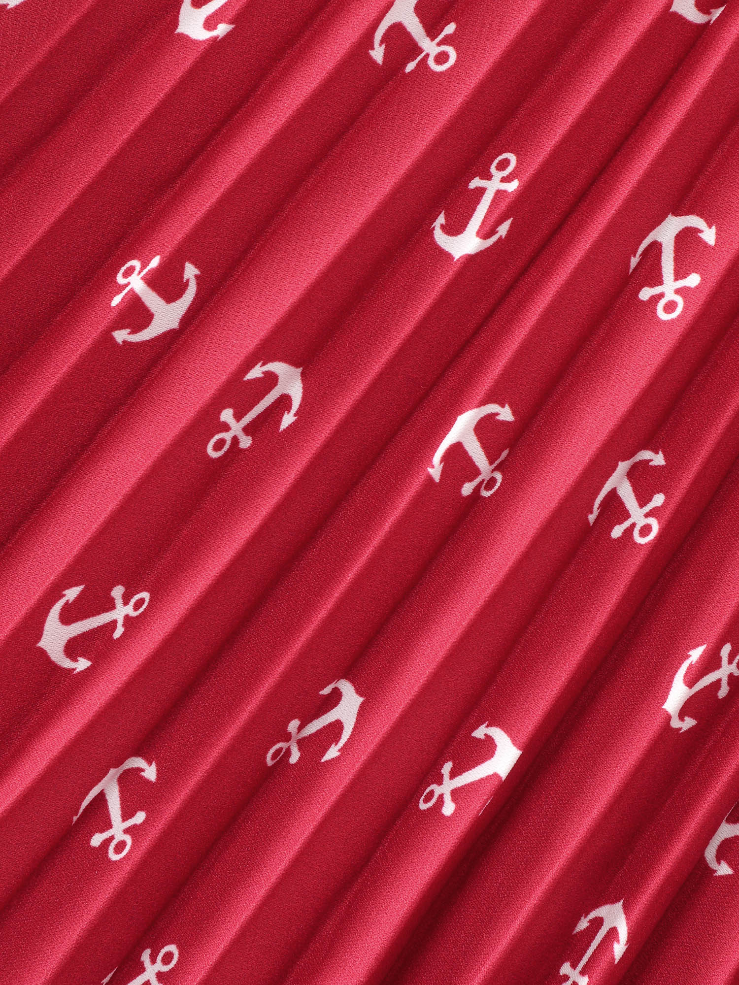 Anchor Pattern Pleated Sweetheart Neckline Mini Dress - Image 5