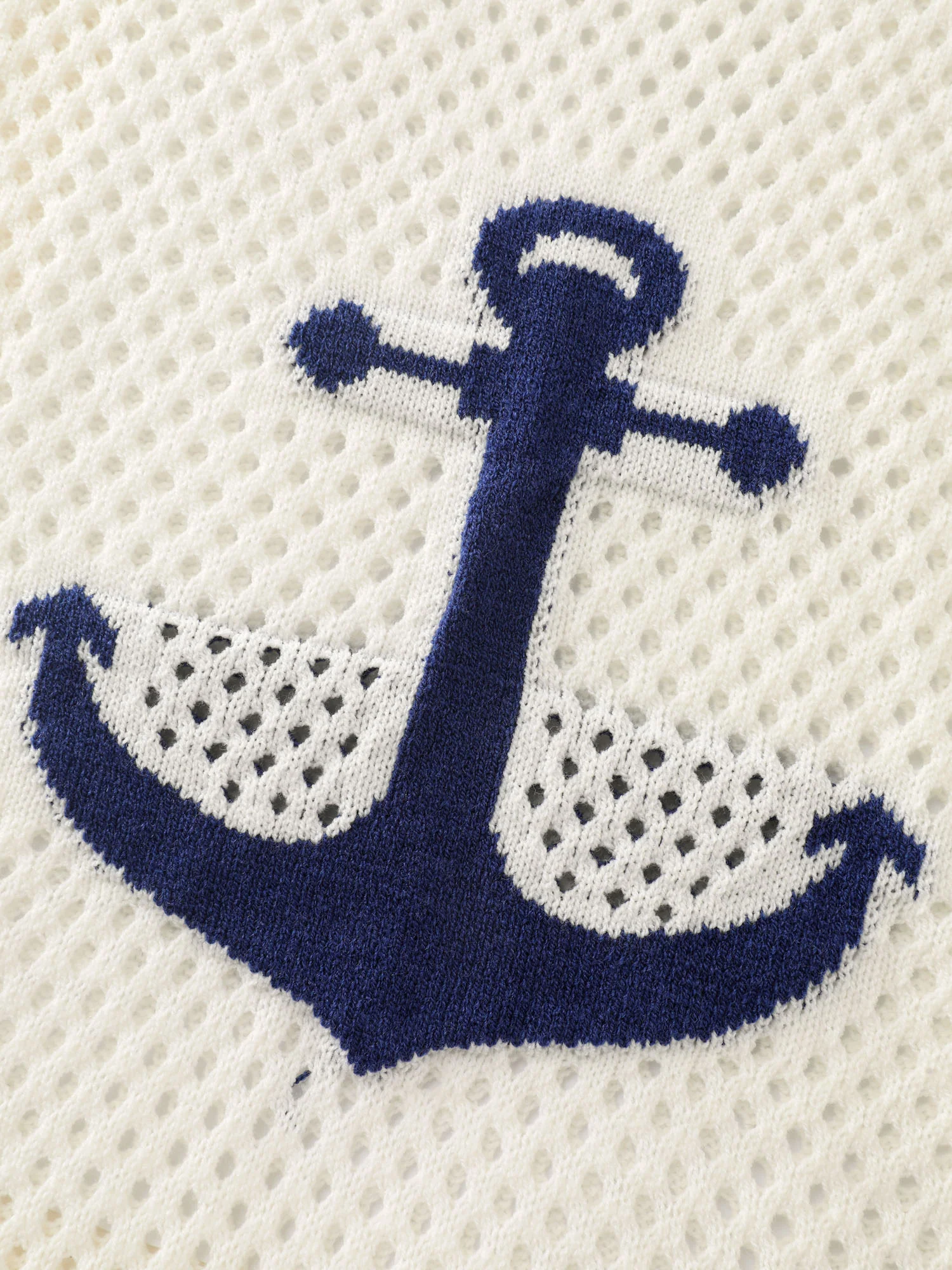 Anchor Print Jacquard Color Contrast Swim Cover-Up - Image 6
