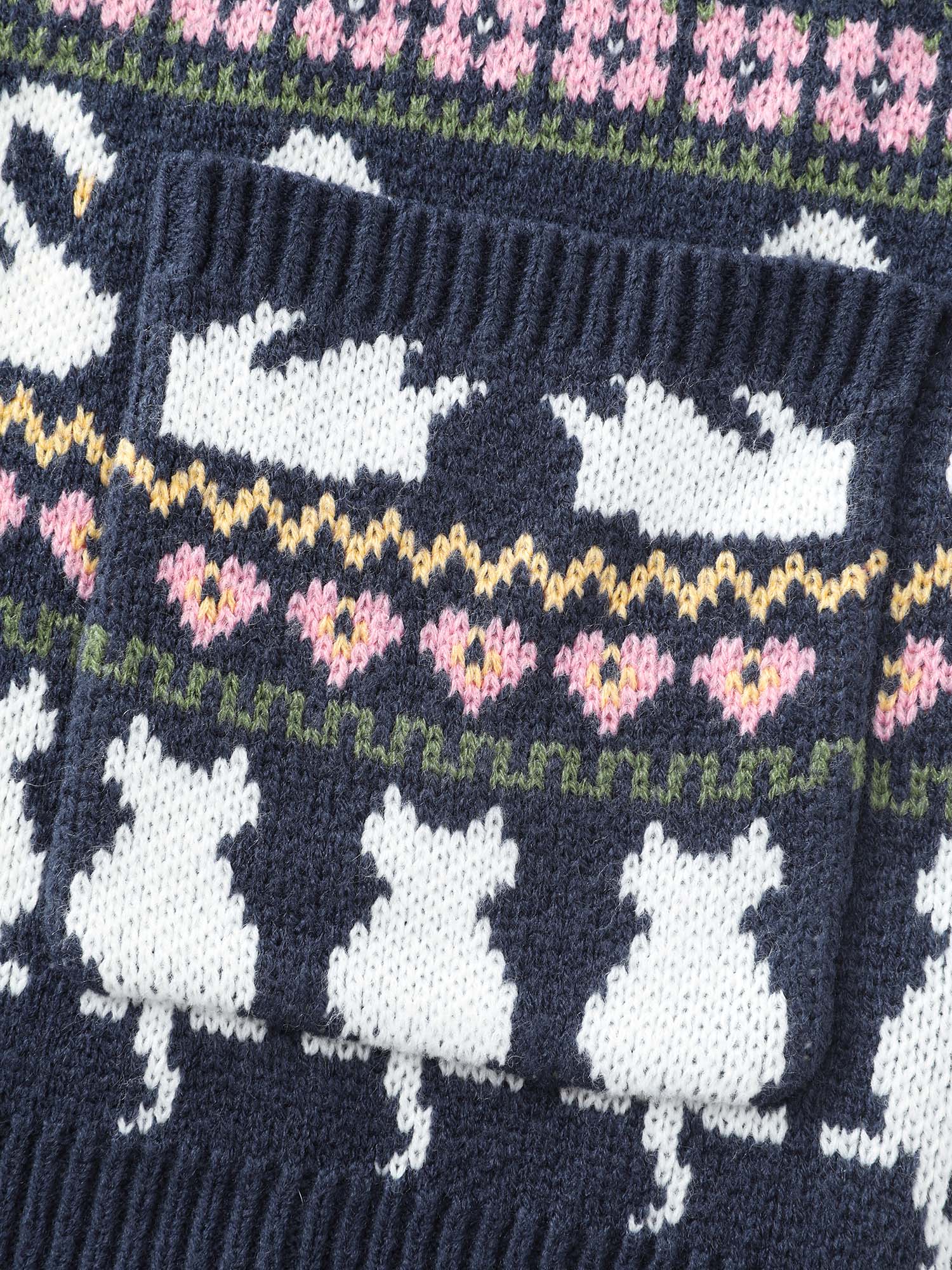 Animal Jacquard Pattern Pockets Knit Cardigan - Image 5
