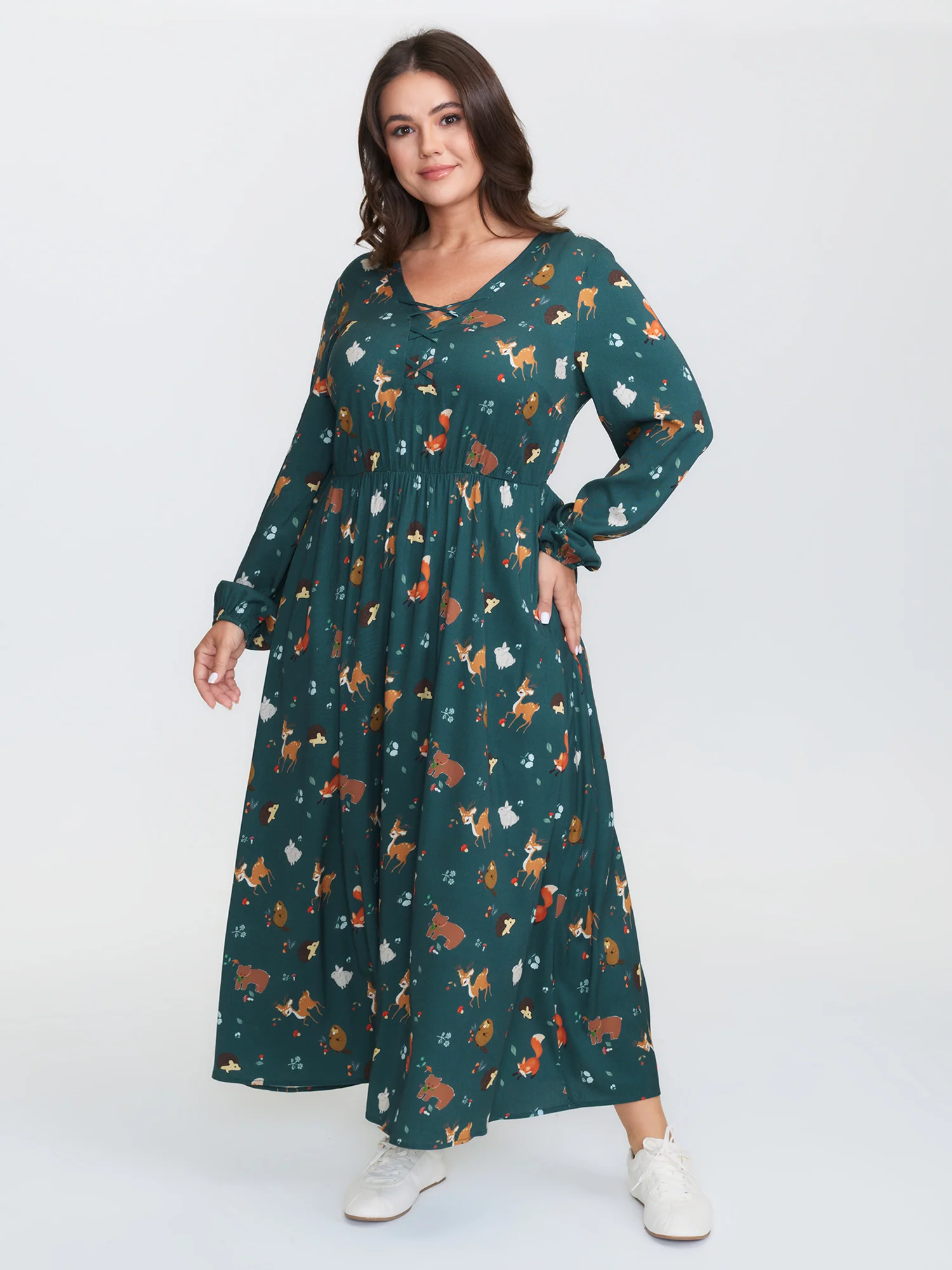Animal Printed Cross-Tie Neckline Maxi Dress - Image 2