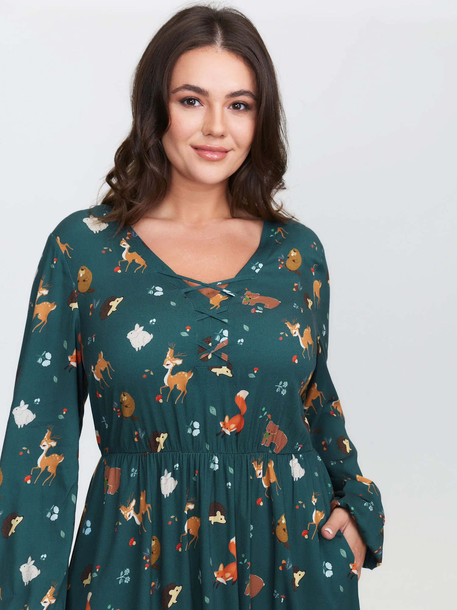 Animal Printed Cross-Tie Neckline Maxi Dress - Image 3