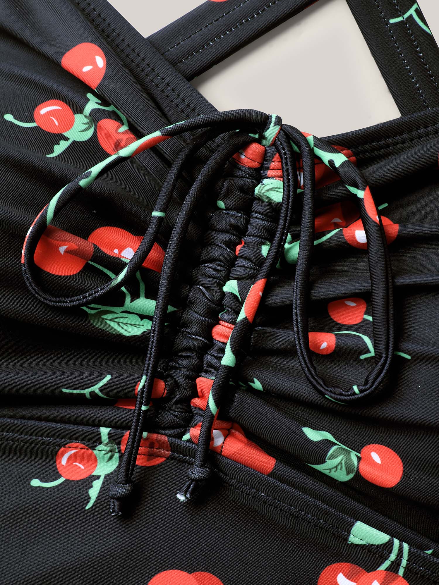 Anti-Float Tie Cherry Print Swim Dress - Image 6