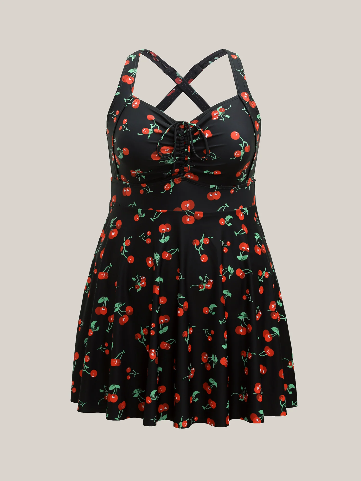 Anti-Float Tie Cherry Print Swim Dress - Image 8