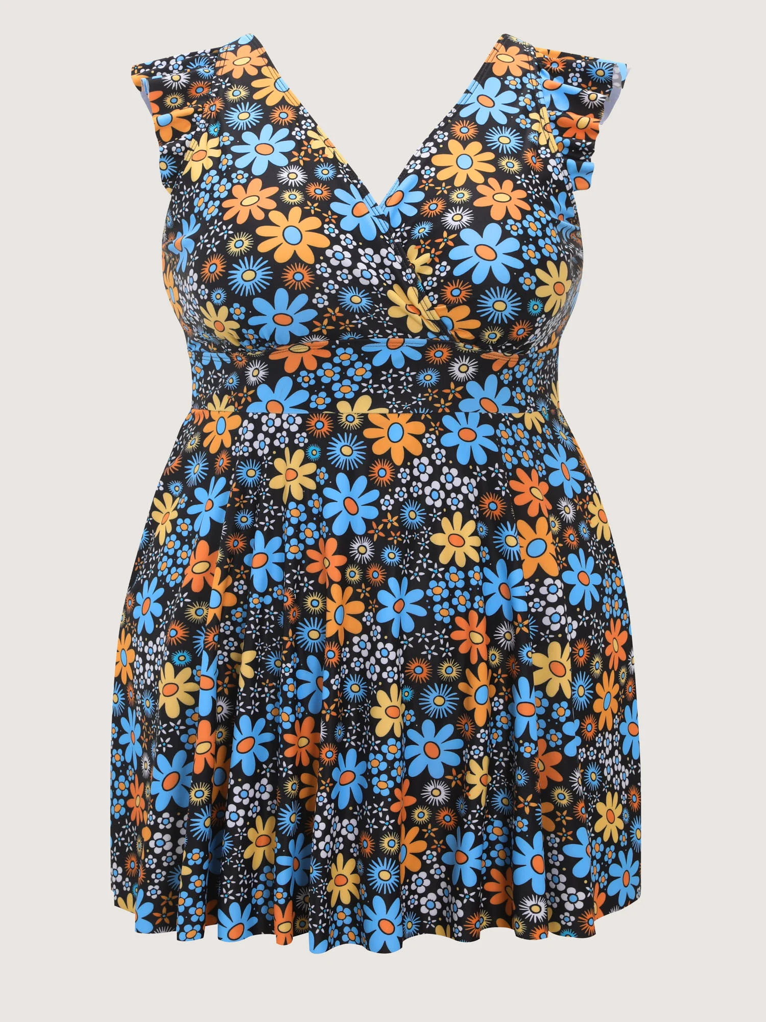 Anti-Float Tie Floral Pattern Swim Dress - Image 7