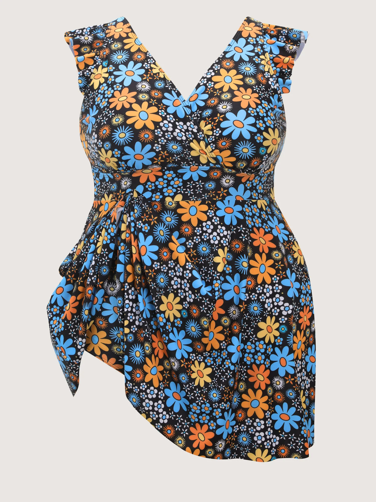 Anti-Float Tie Floral Pattern Swim Dress - Image 8