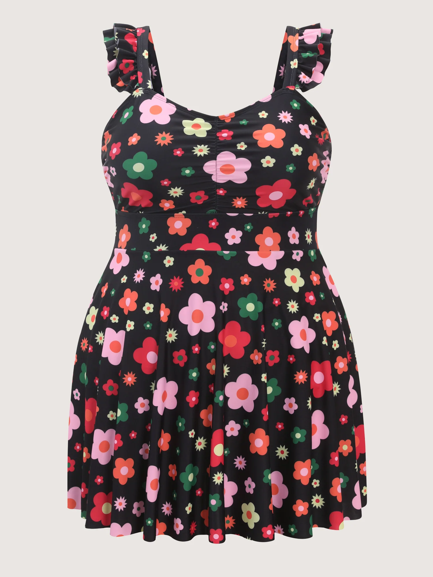 Anti-Float Tie Floral Pattern Swim Dress - Image 6