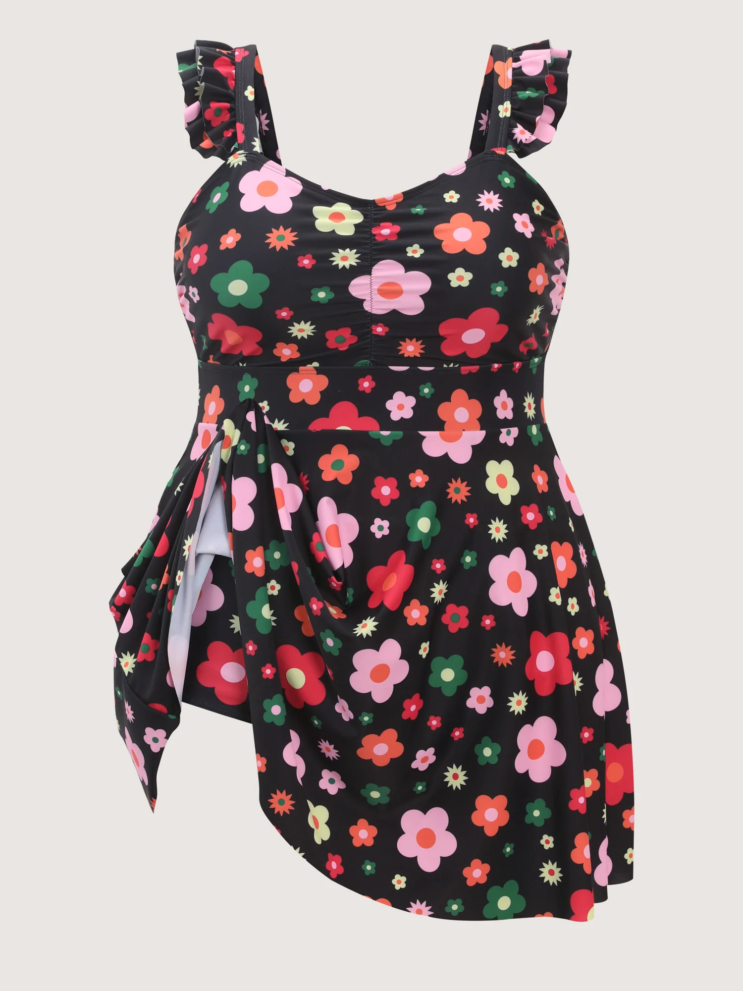 Anti-Float Tie Floral Pattern Swim Dress - Image 7