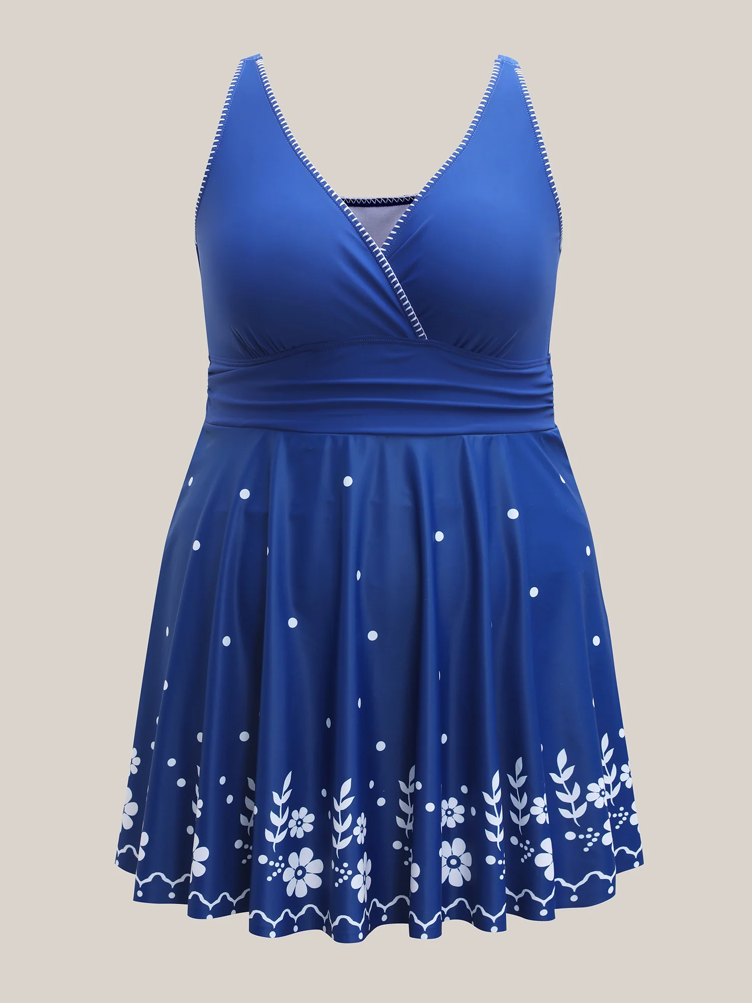 Anti-Float Tie Floral Print Embroidered Swim Dress - Image 5