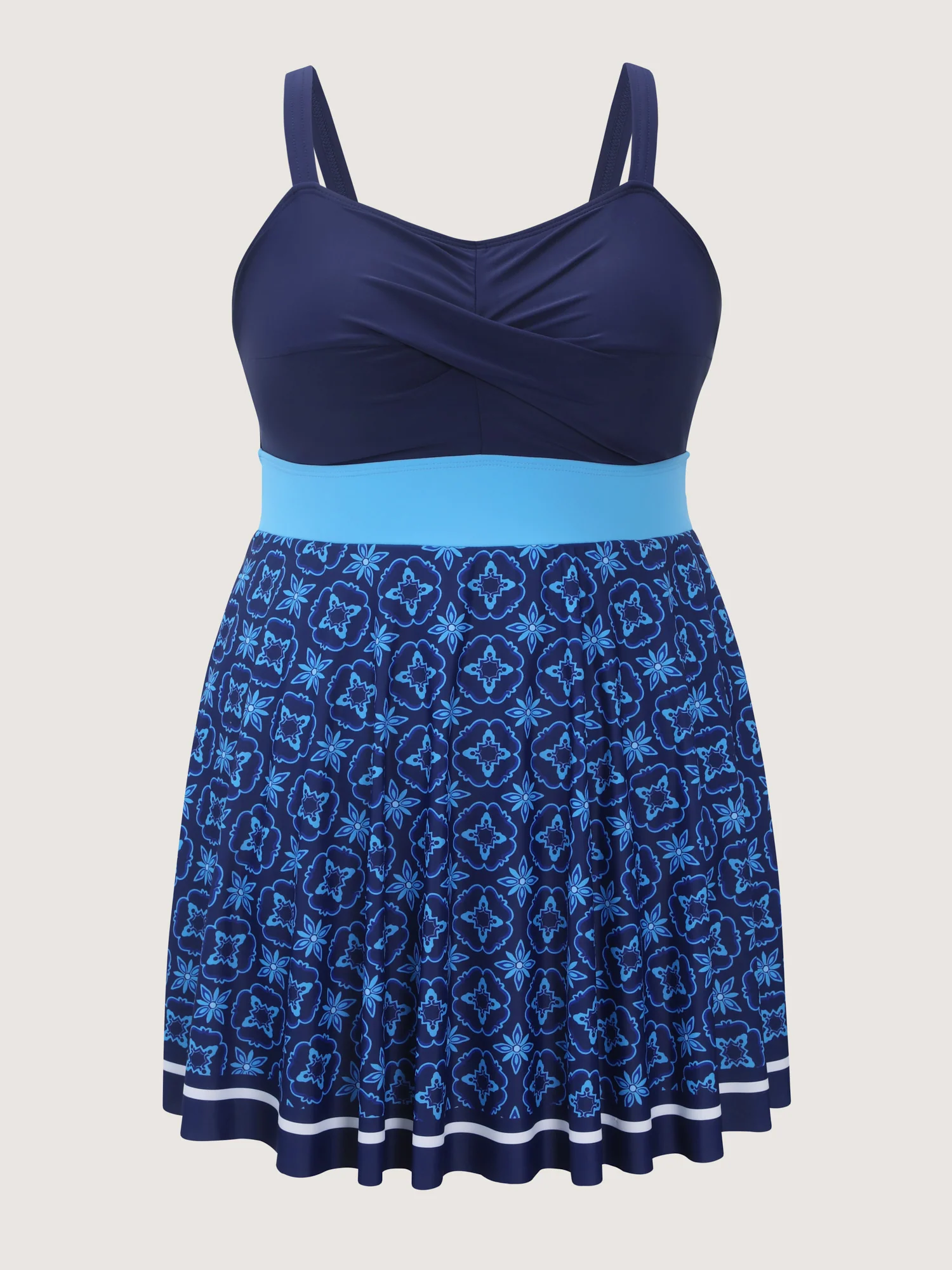 Anti-Float Tie Geometric Print Swim Dress - Image 5