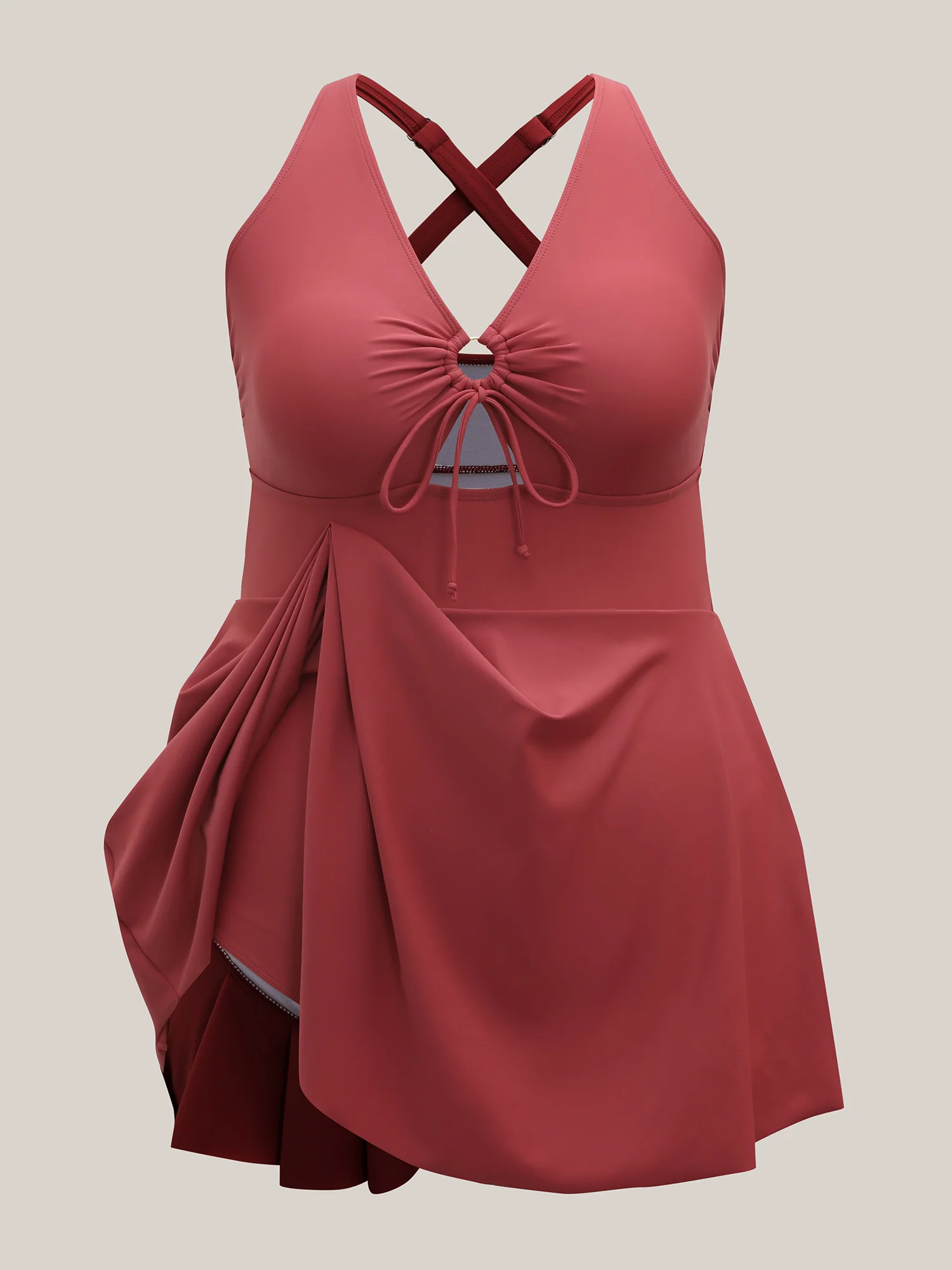 Anti-Float Tie Keyhole Swim Dress - Image 6