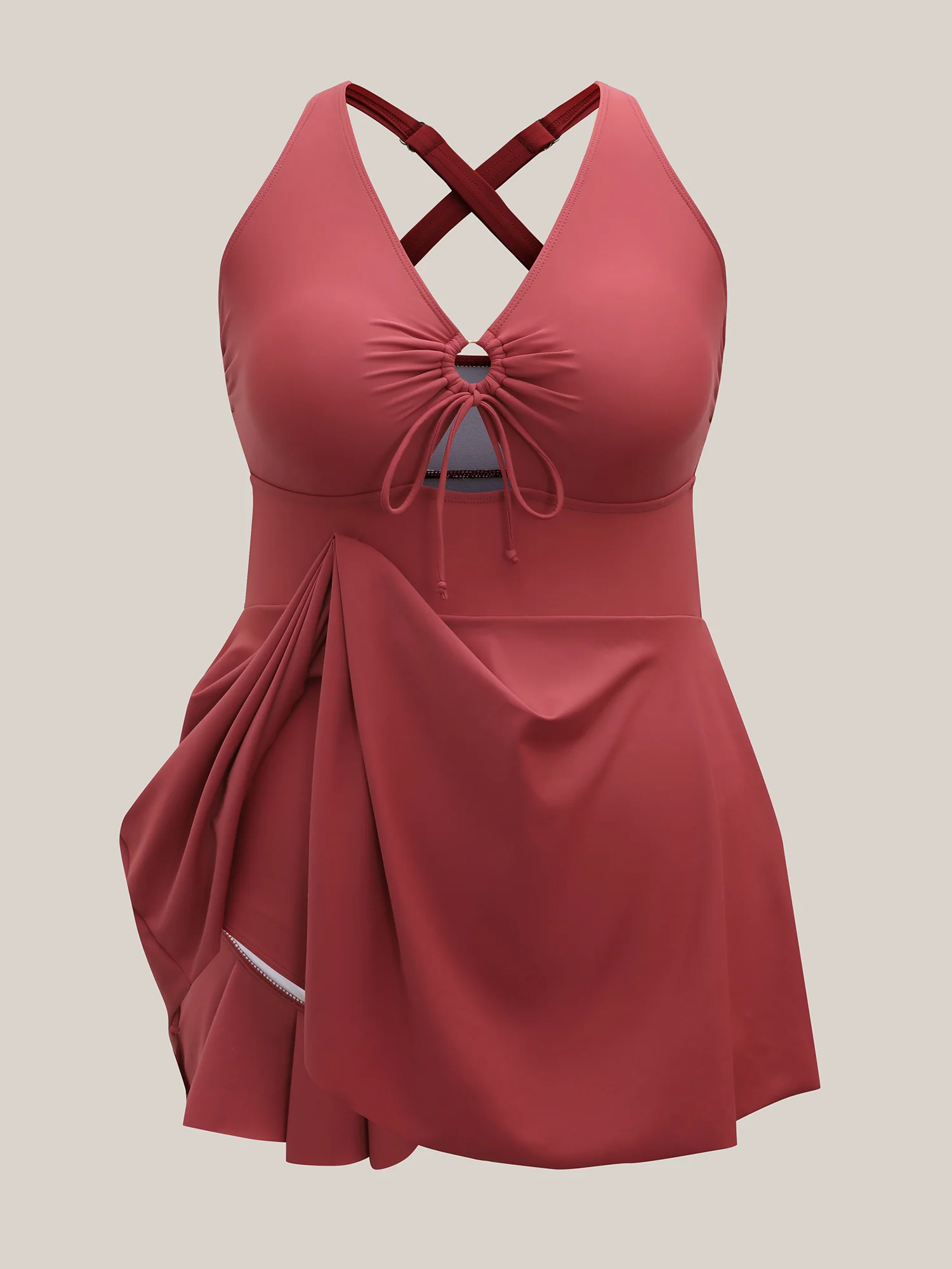Anti-Float Tie Keyhole Swim Dress - Image 7