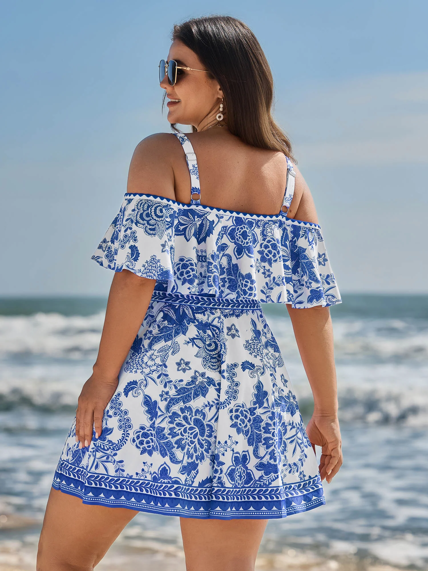 Anti-Float Tie Off-Shoulder Swim Dress - Image 14