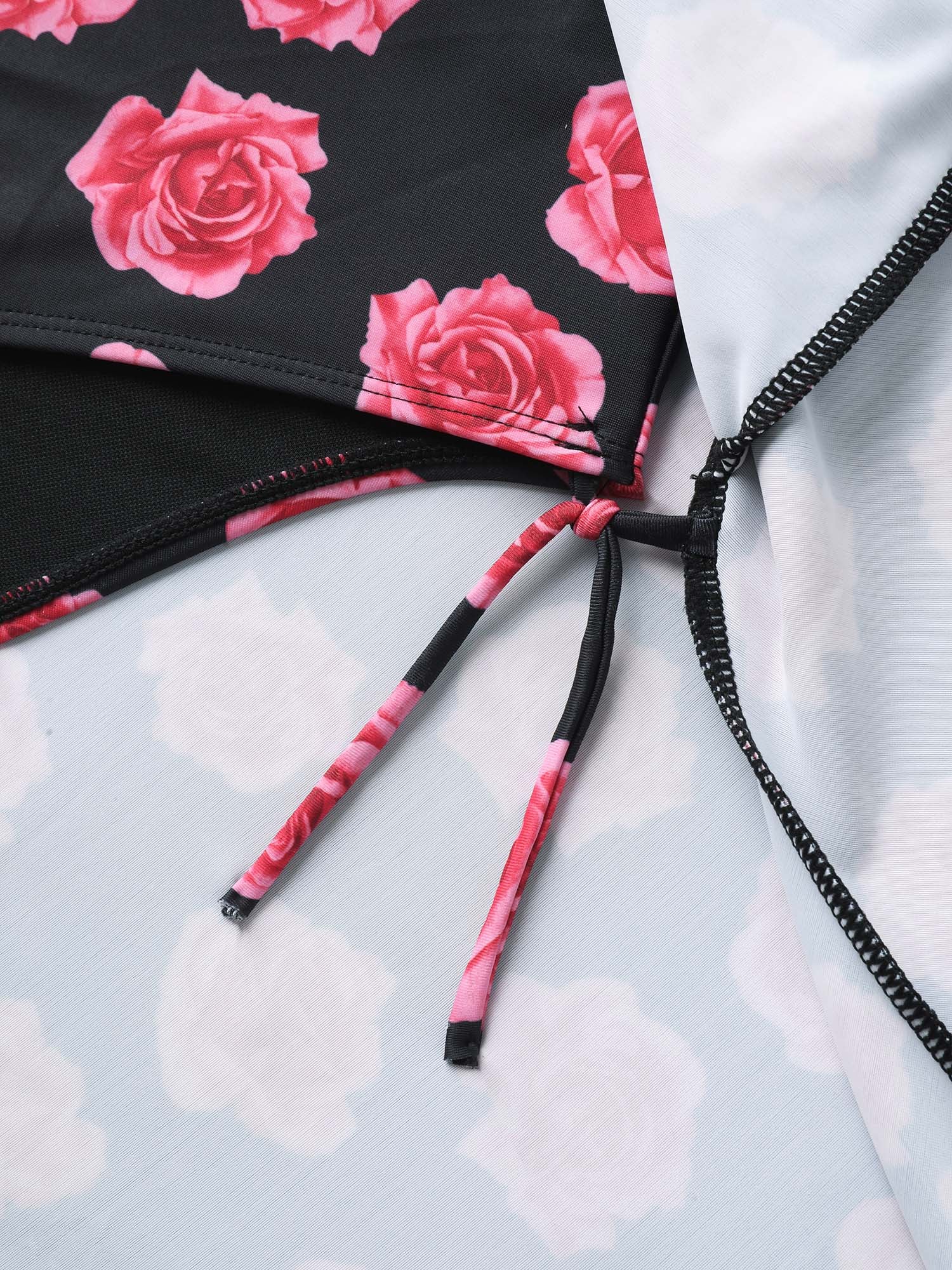 Anti-Float Tie Rosy Print Swim Dress - Image 6