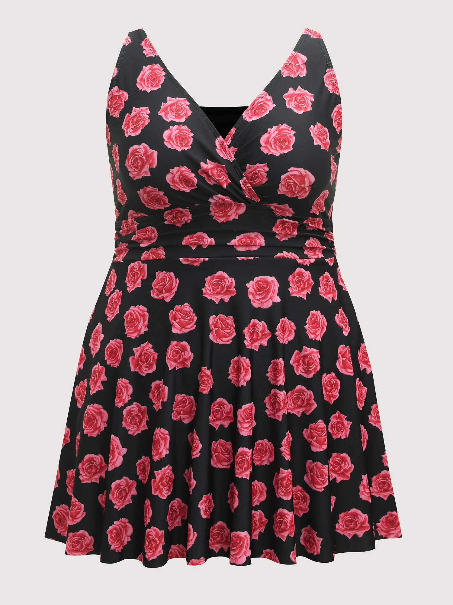 Anti-Float Tie Rosy Print Swim Dress - Image 8