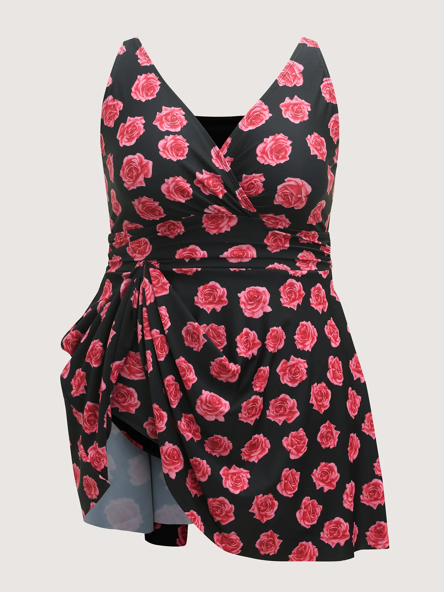 Anti-Float Tie Rosy Print Swim Dress - Image 9