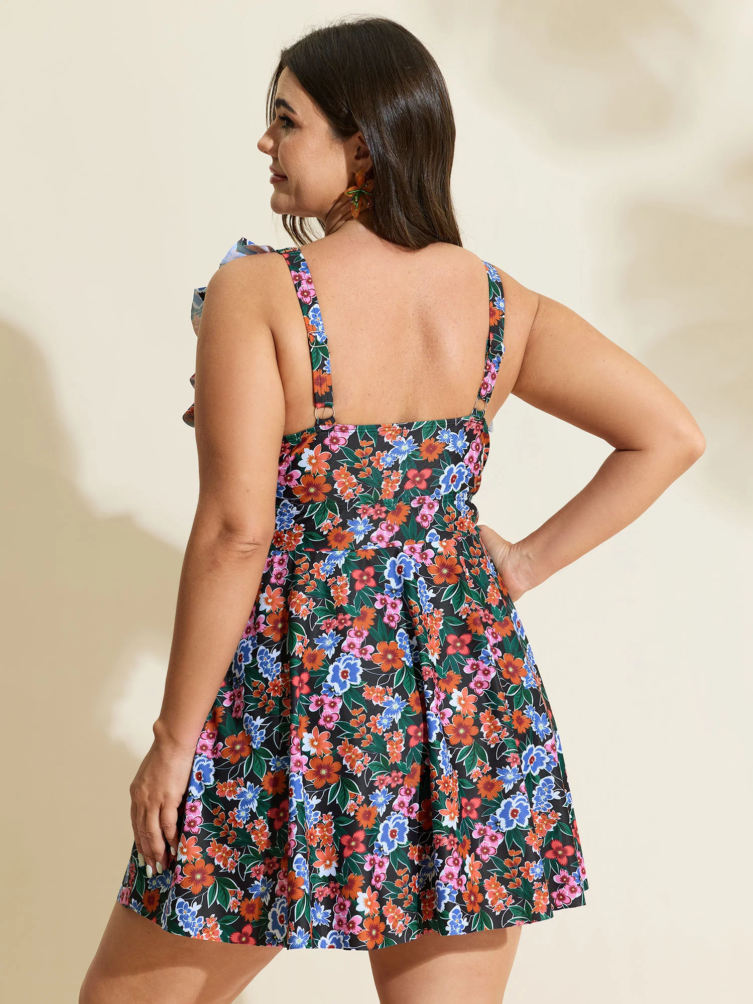 Anti-Float Tie Ruffled Floral Swim Dress - Image 13