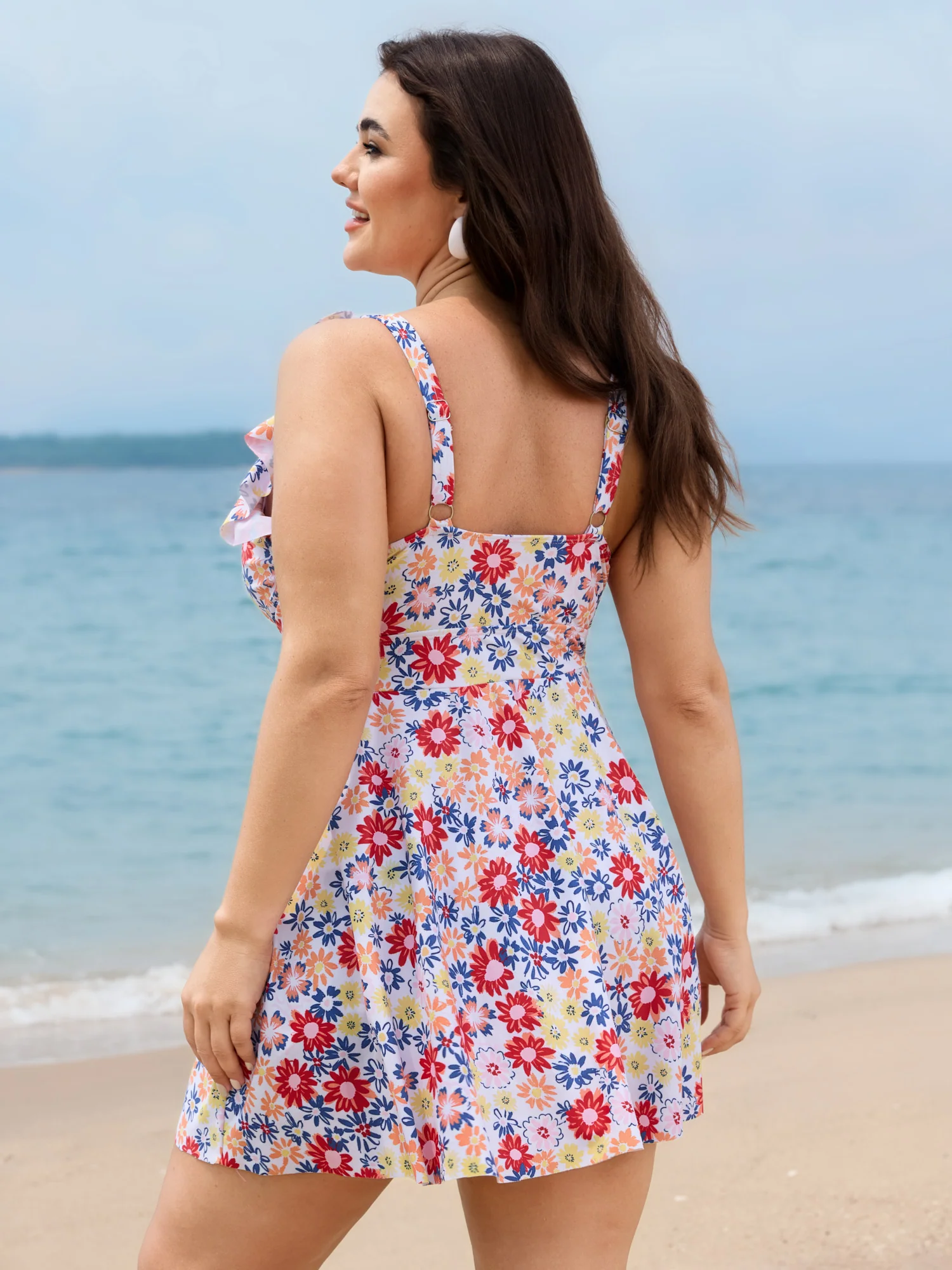 Anti-Float Tie Ruffled Floral Swim Dress - Image 18