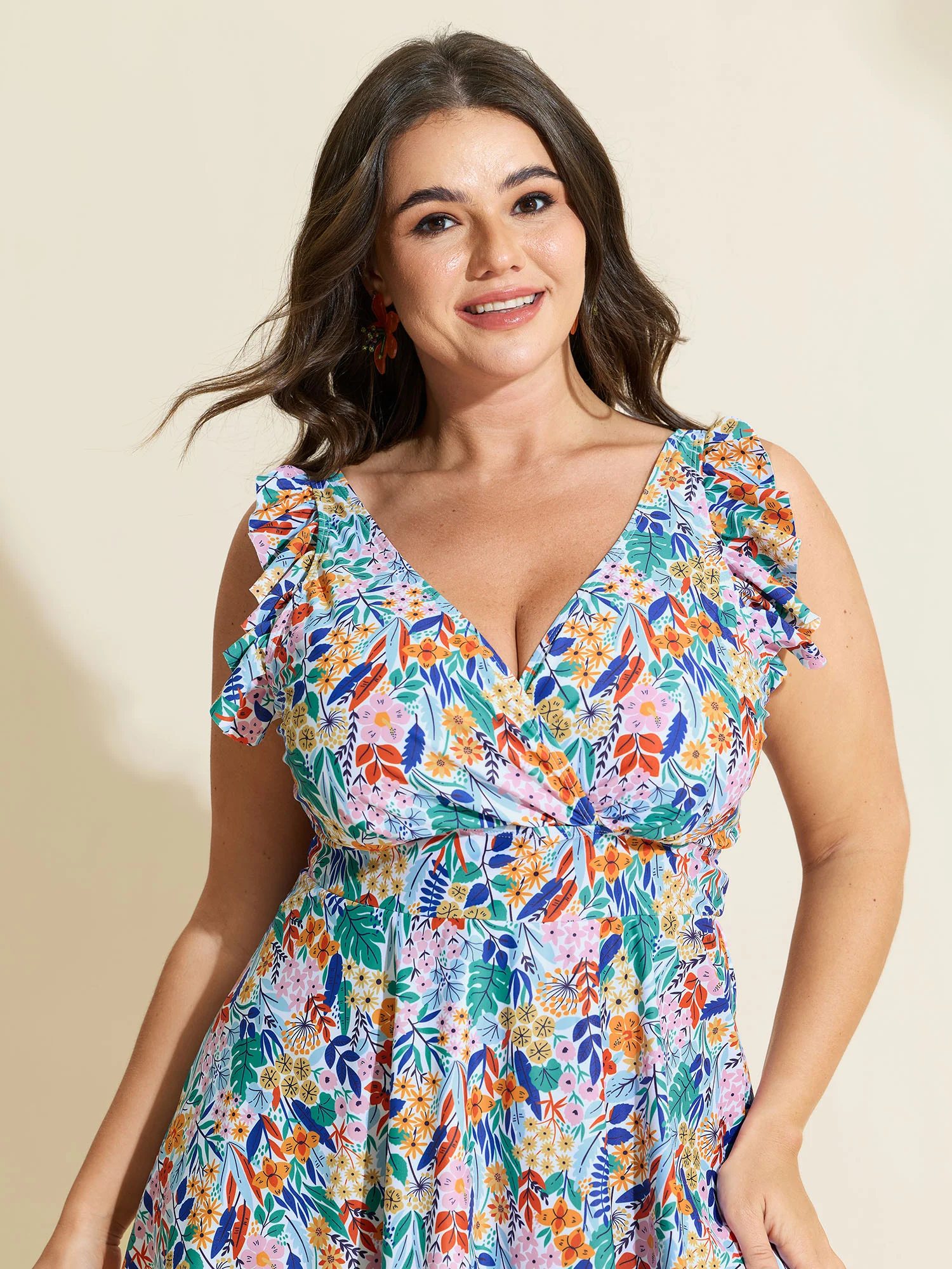 Anti-Float Tie Ruffled Floral Swim Dress - Image 21