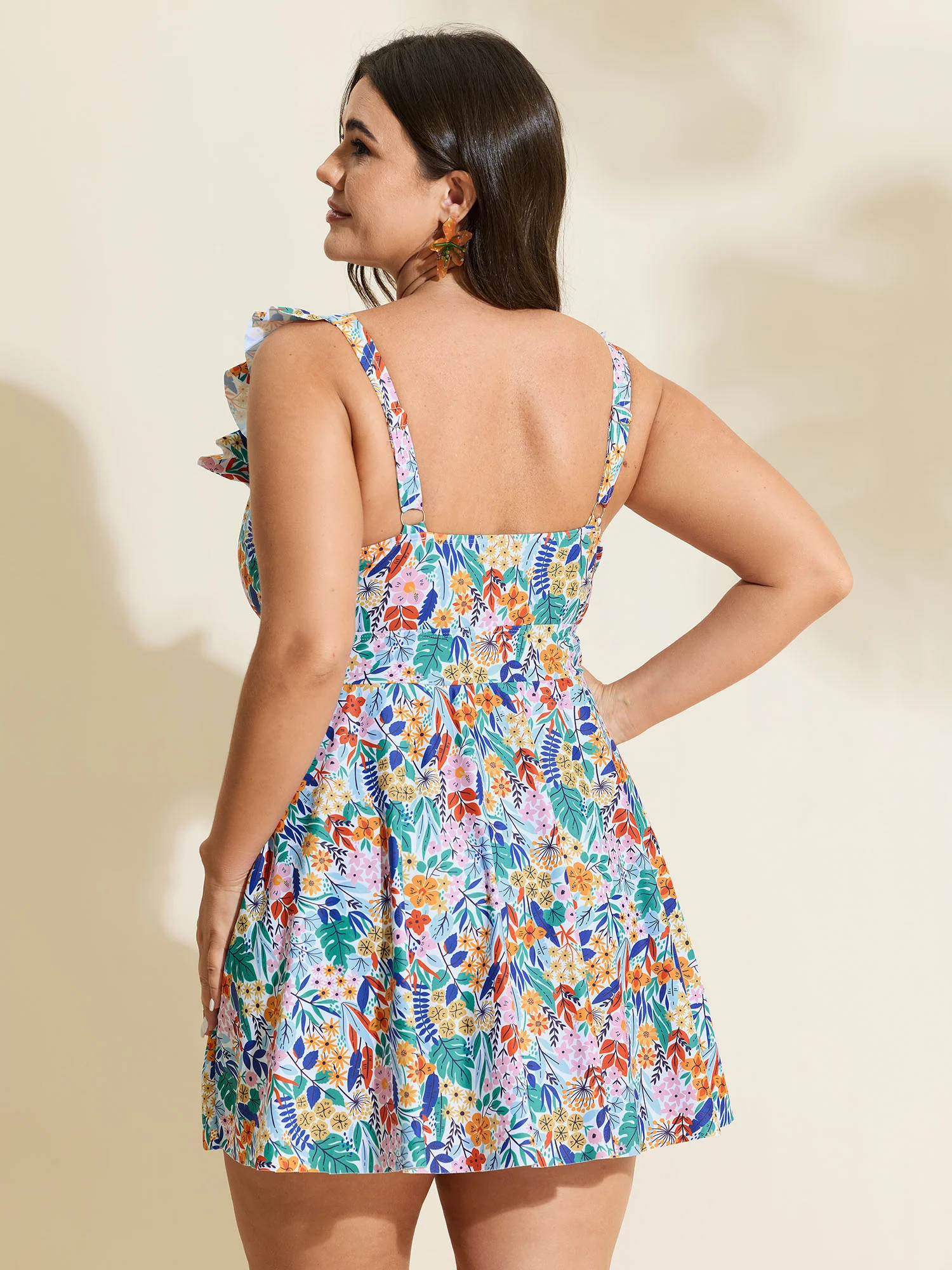 Anti-Float Tie Ruffled Floral Swim Dress - Image 23
