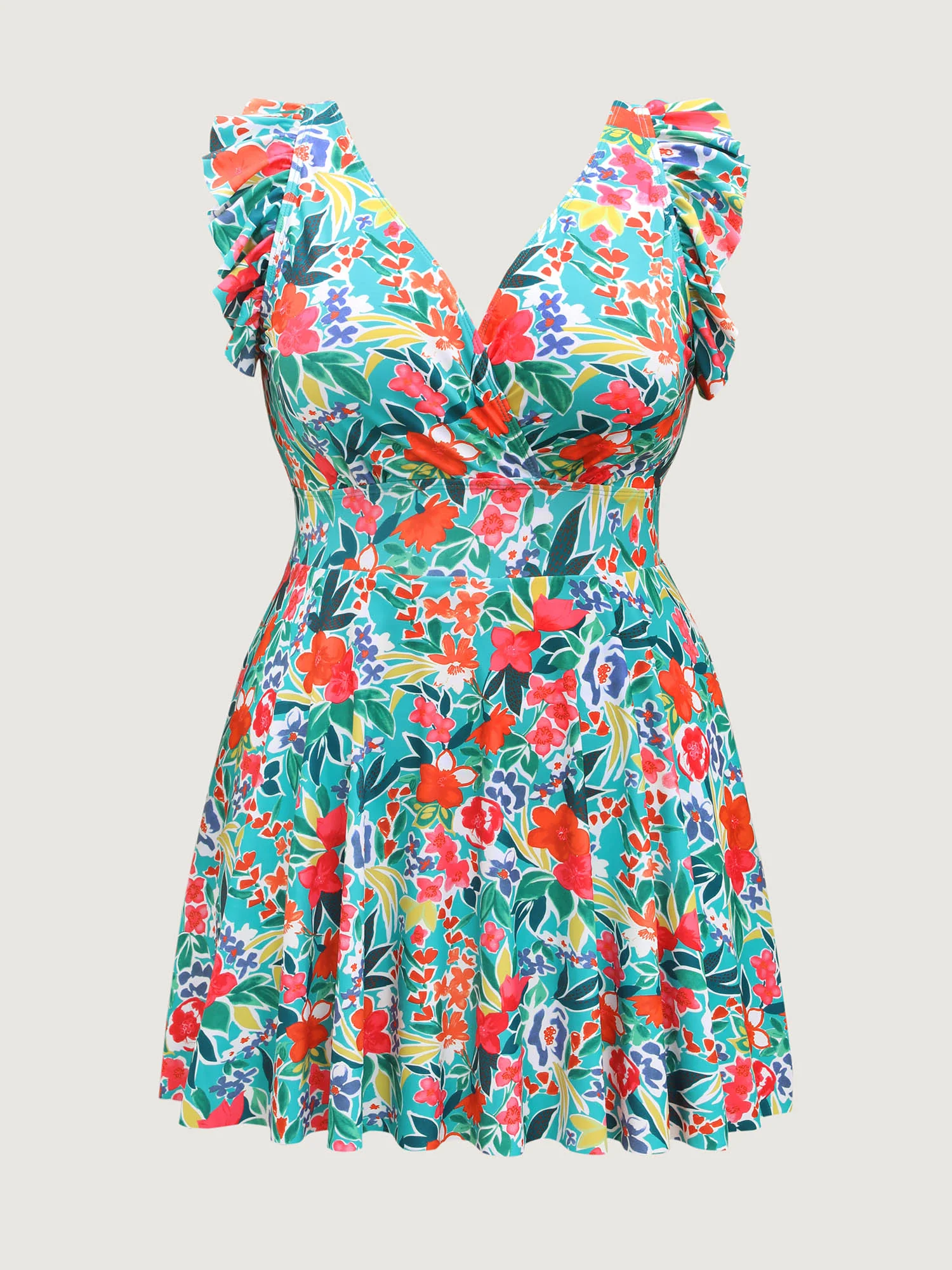 Anti-Float Tie Ruffled Floral Swim Dress - Image 7