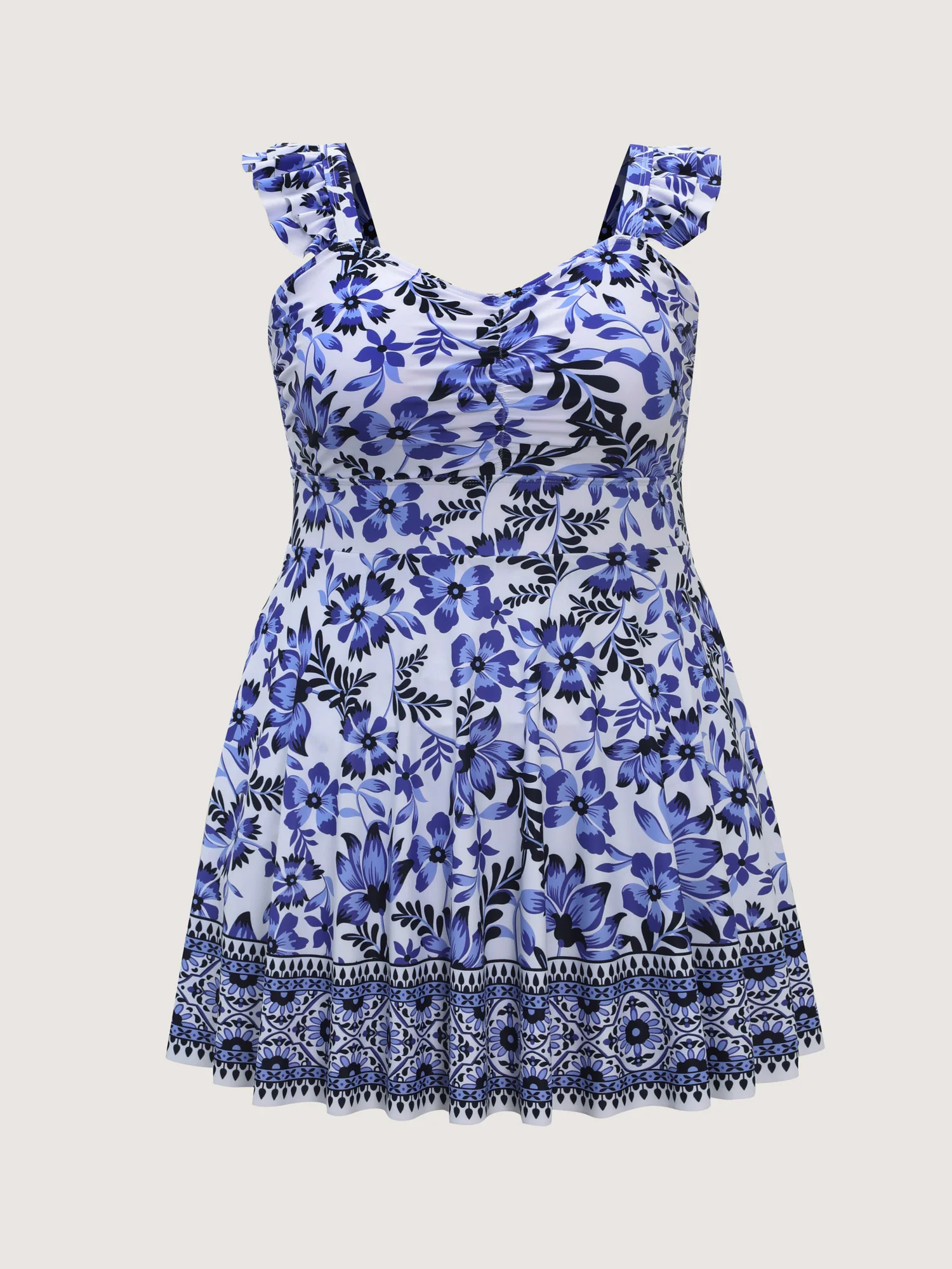 Anti-Float Tie Ruffled Pockets Swim Dress - Image 6