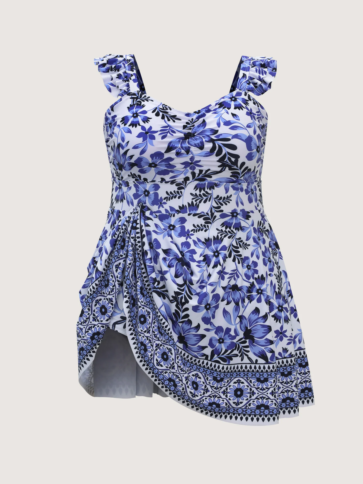 Anti-Float Tie Ruffled Pockets Swim Dress - Image 7