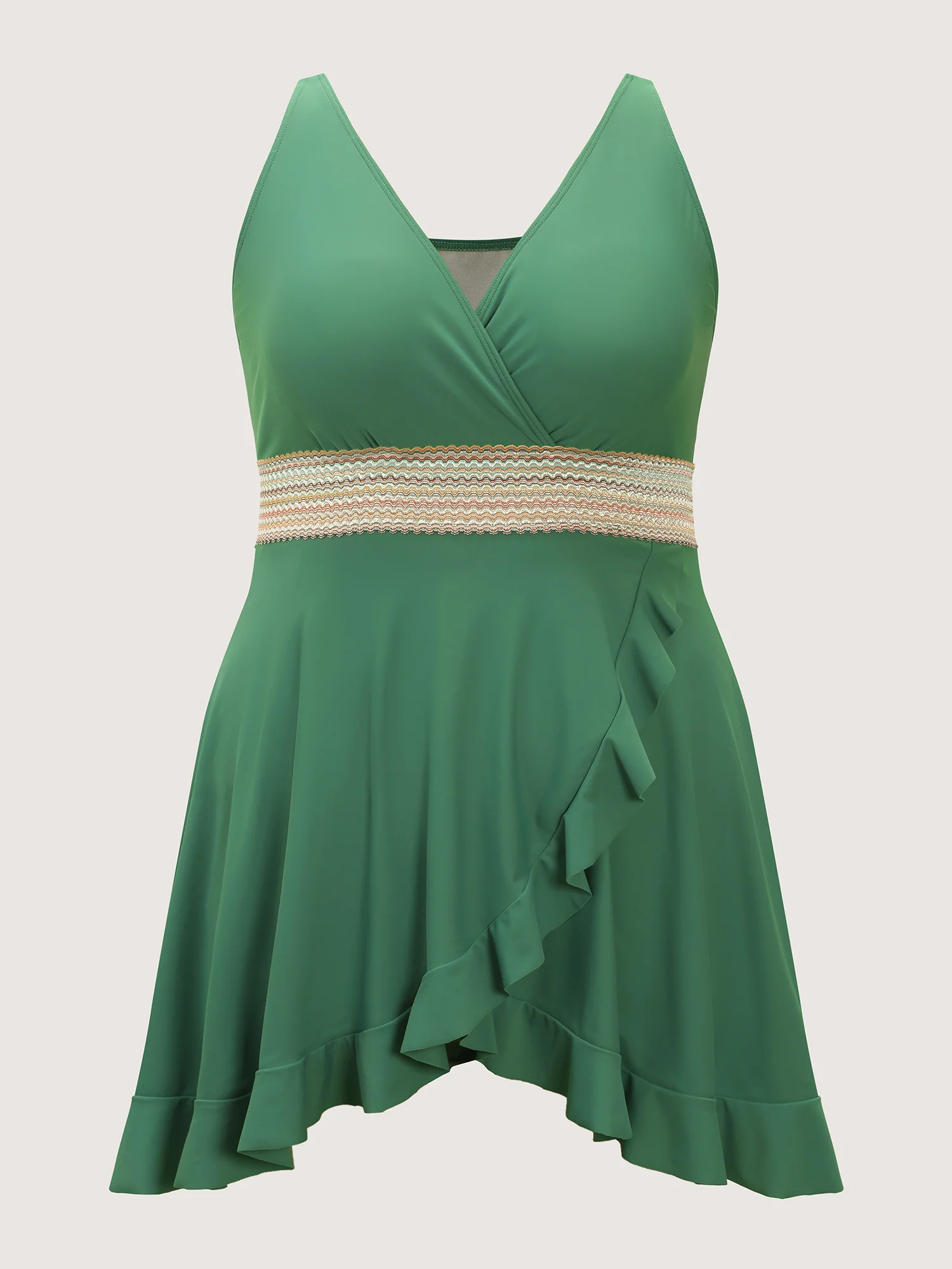 Anti-Float Tie Ruffled Wrap Swim Dress - Image 5