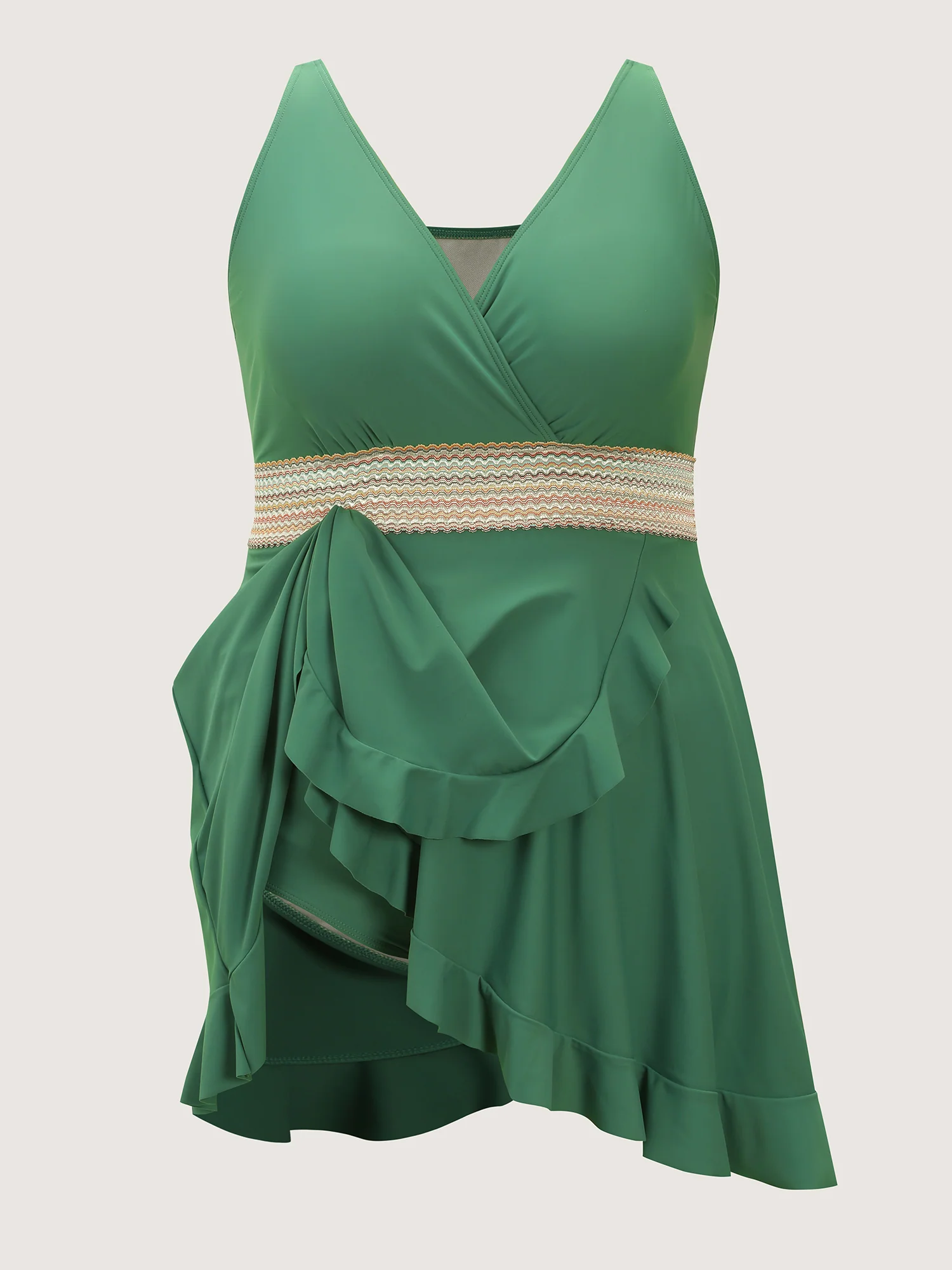 Anti-Float Tie Ruffled Wrap Swim Dress - Image 6