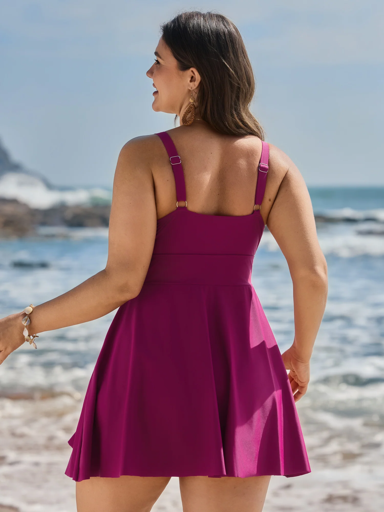 Anti-Float Tie Surplice Neckline Swim Dress - Image 5