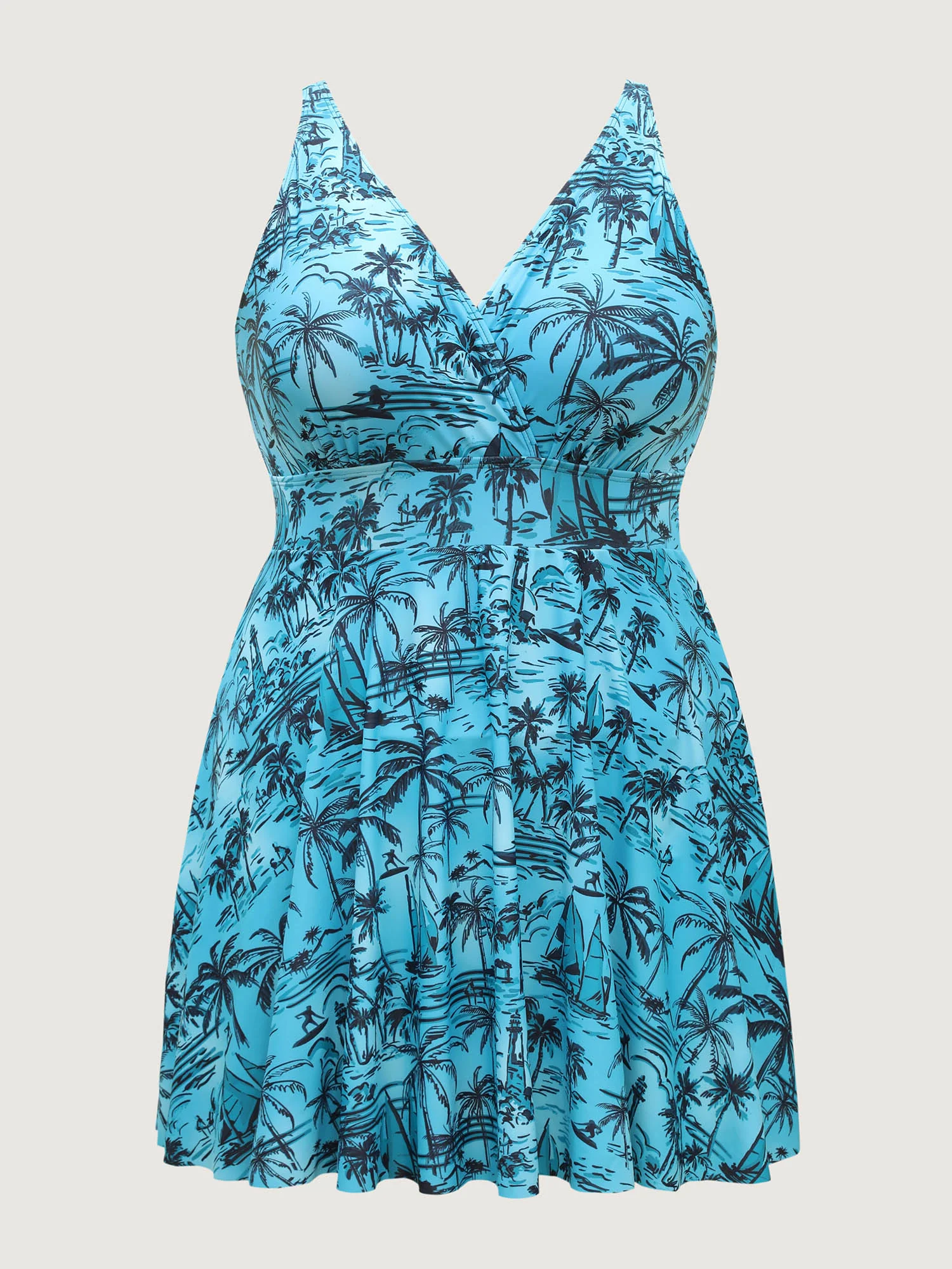 Anti Float Tie Tropical Print Swim Dress - Image 7