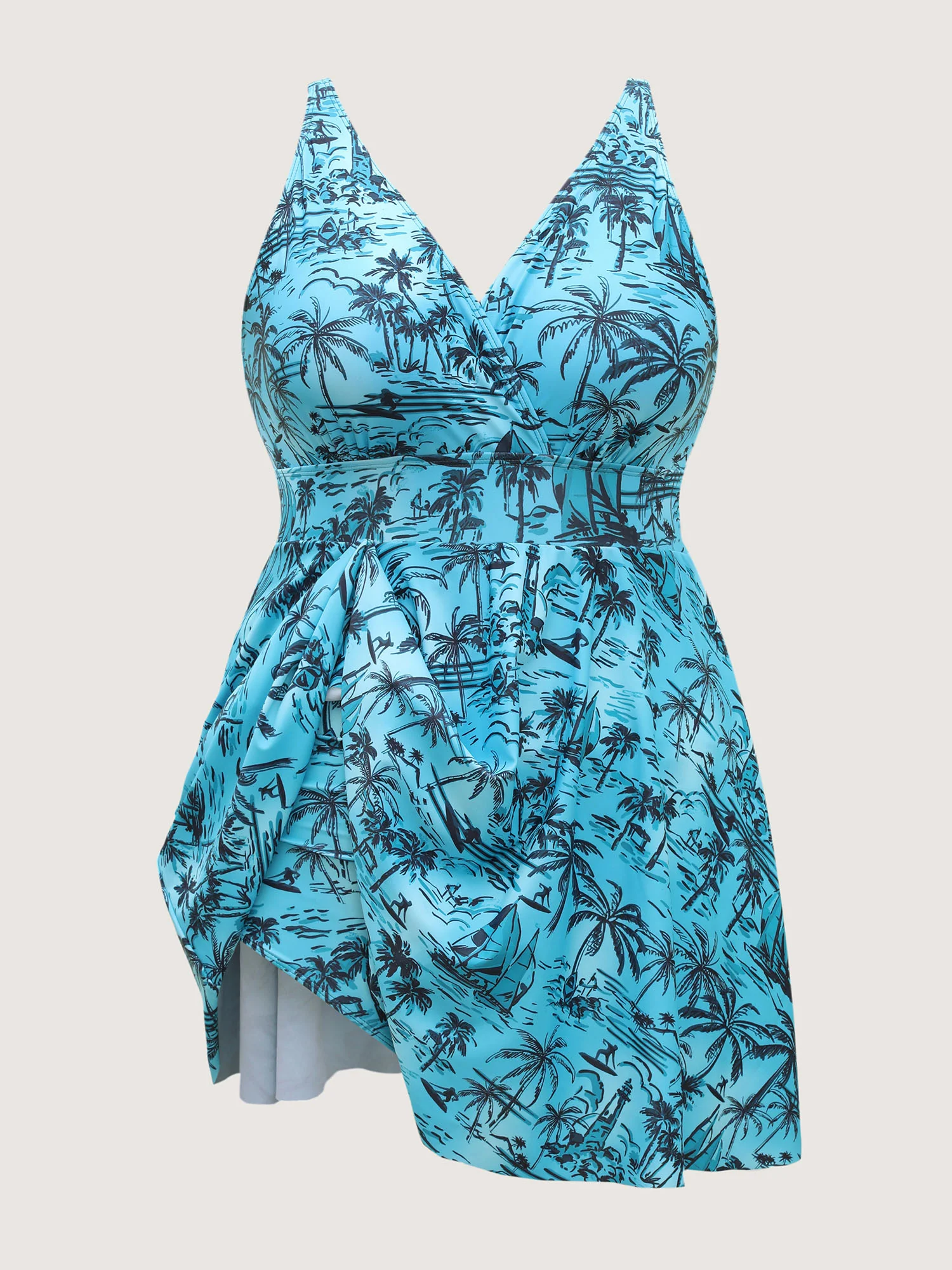 Anti Float Tie Tropical Print Swim Dress - Image 8