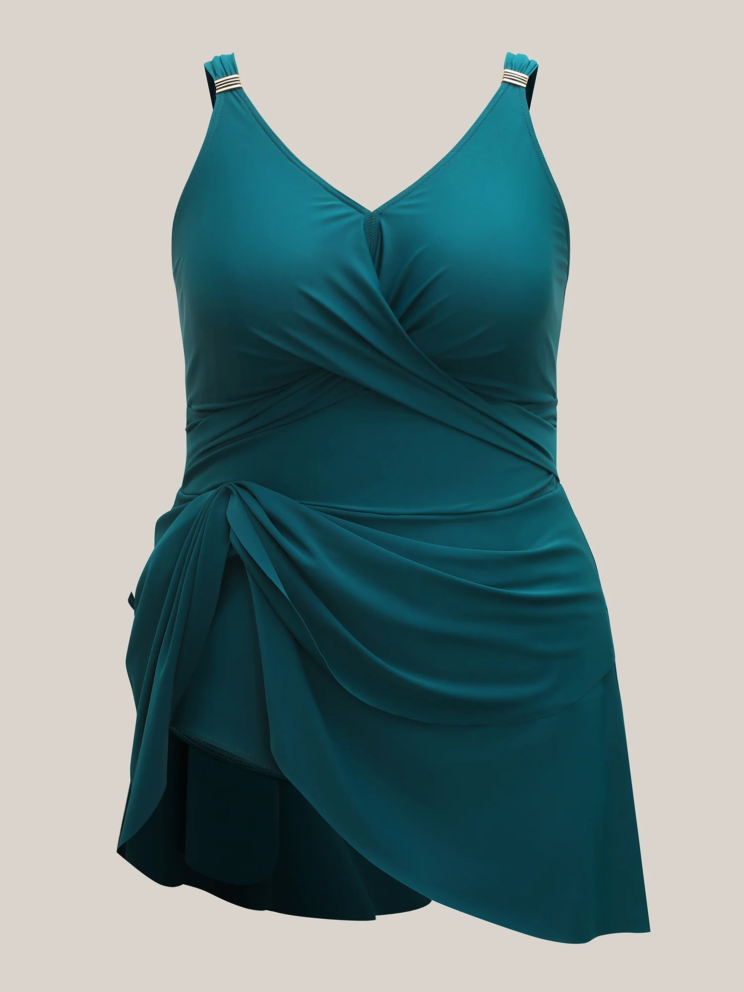 Anti-Float Tie Twist Solid Swim Dress - Image 7