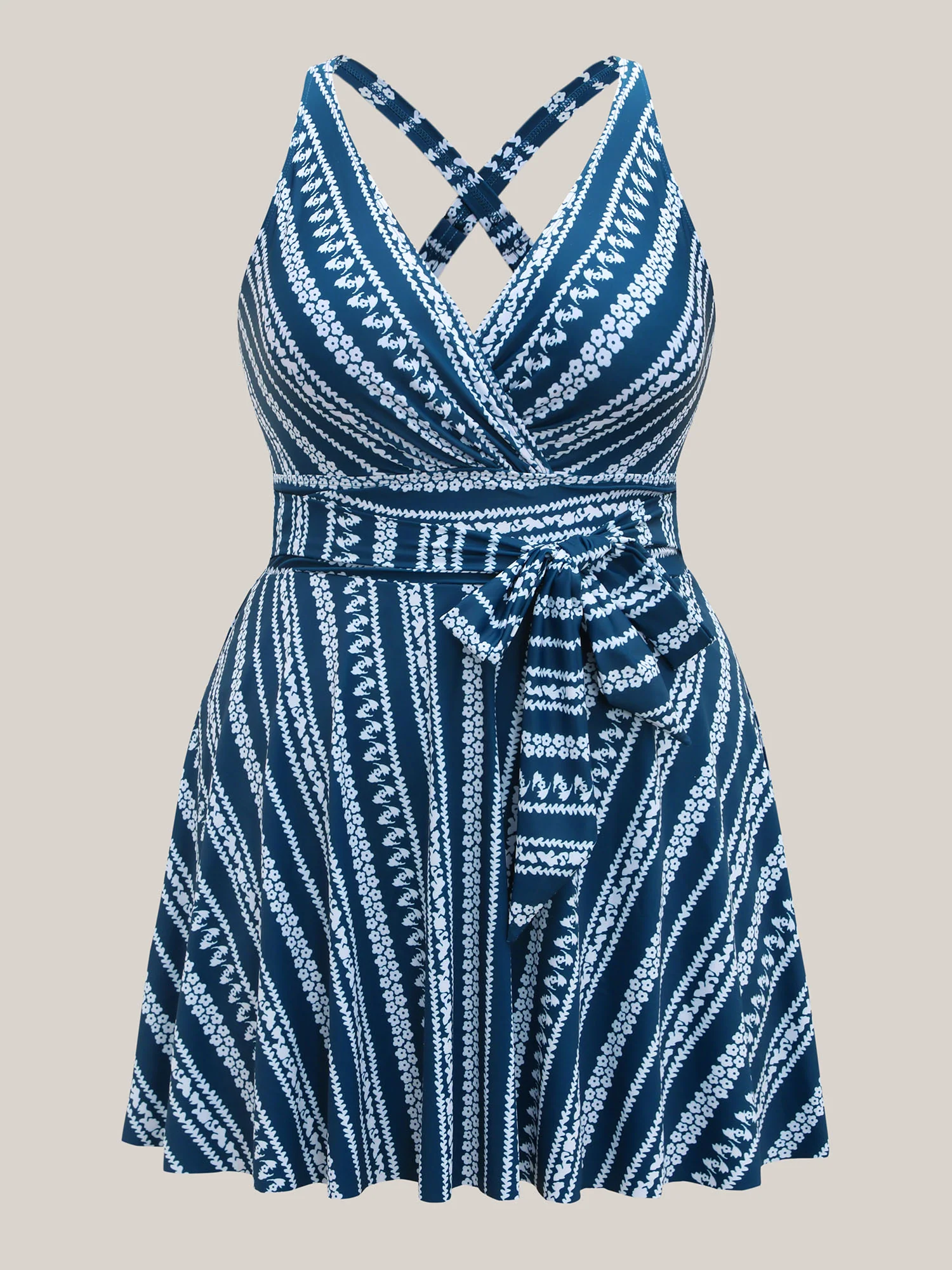 Anti-Float Ties Boho Belted Swim Dress - Image 7