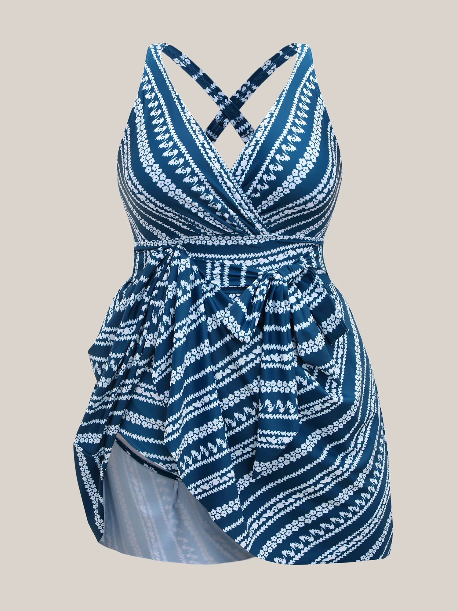 Anti-Float Ties Boho Belted Swim Dress - Image 8