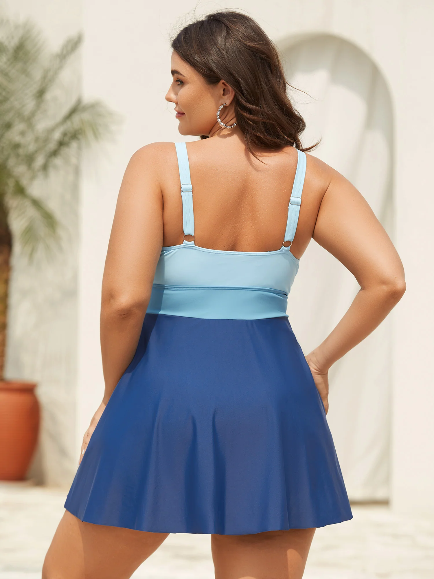 Anti-Float Ties Detachable Starfish Brooch Swim Dress - Image 2