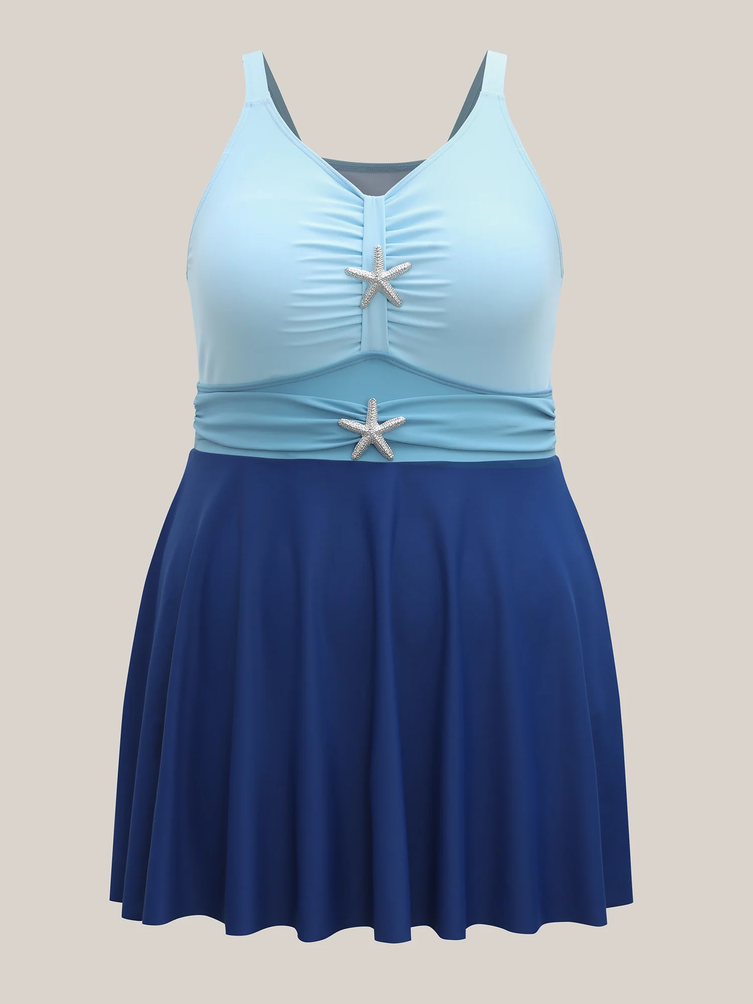 Anti-Float Ties Detachable Starfish Brooch Swim Dress - Image 6