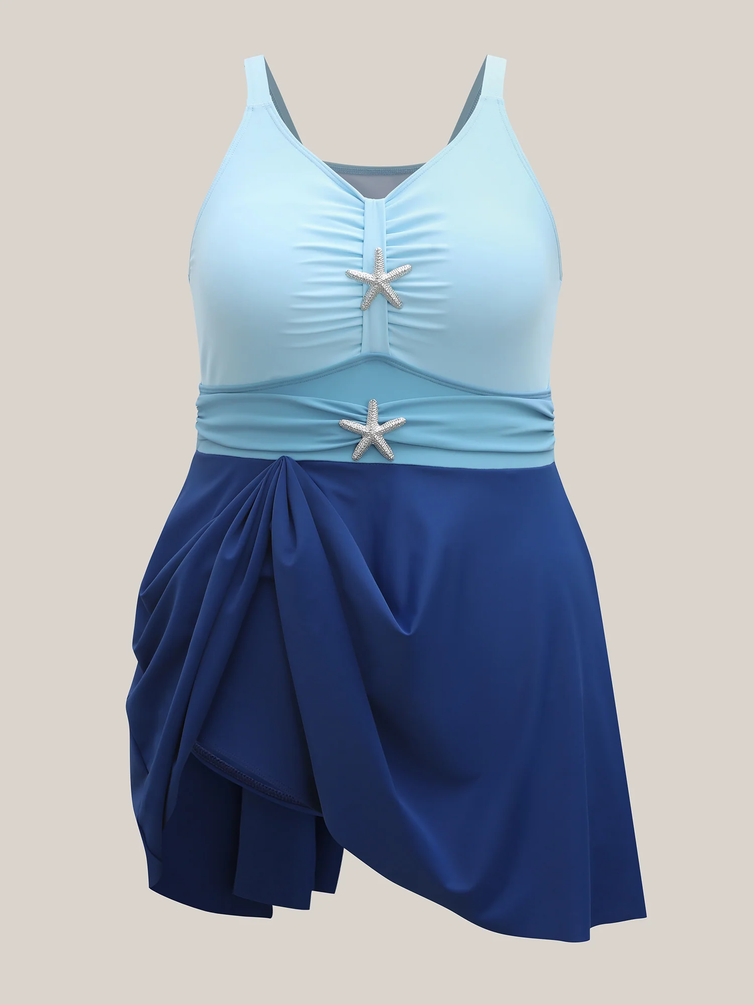 Anti-Float Ties Detachable Starfish Brooch Swim Dress - Image 7