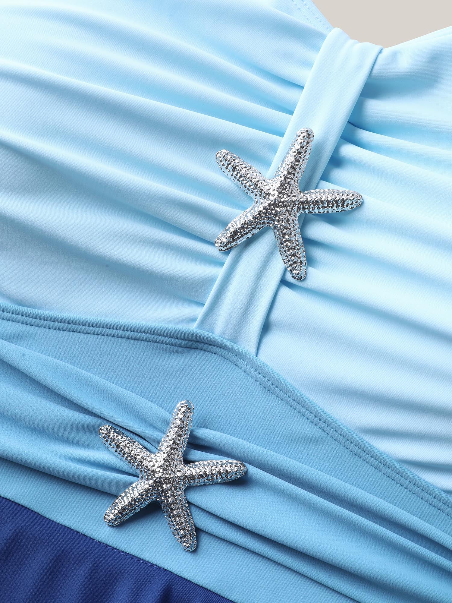 Anti-Float Ties Detachable Starfish Brooch Swim Dress - Image 8