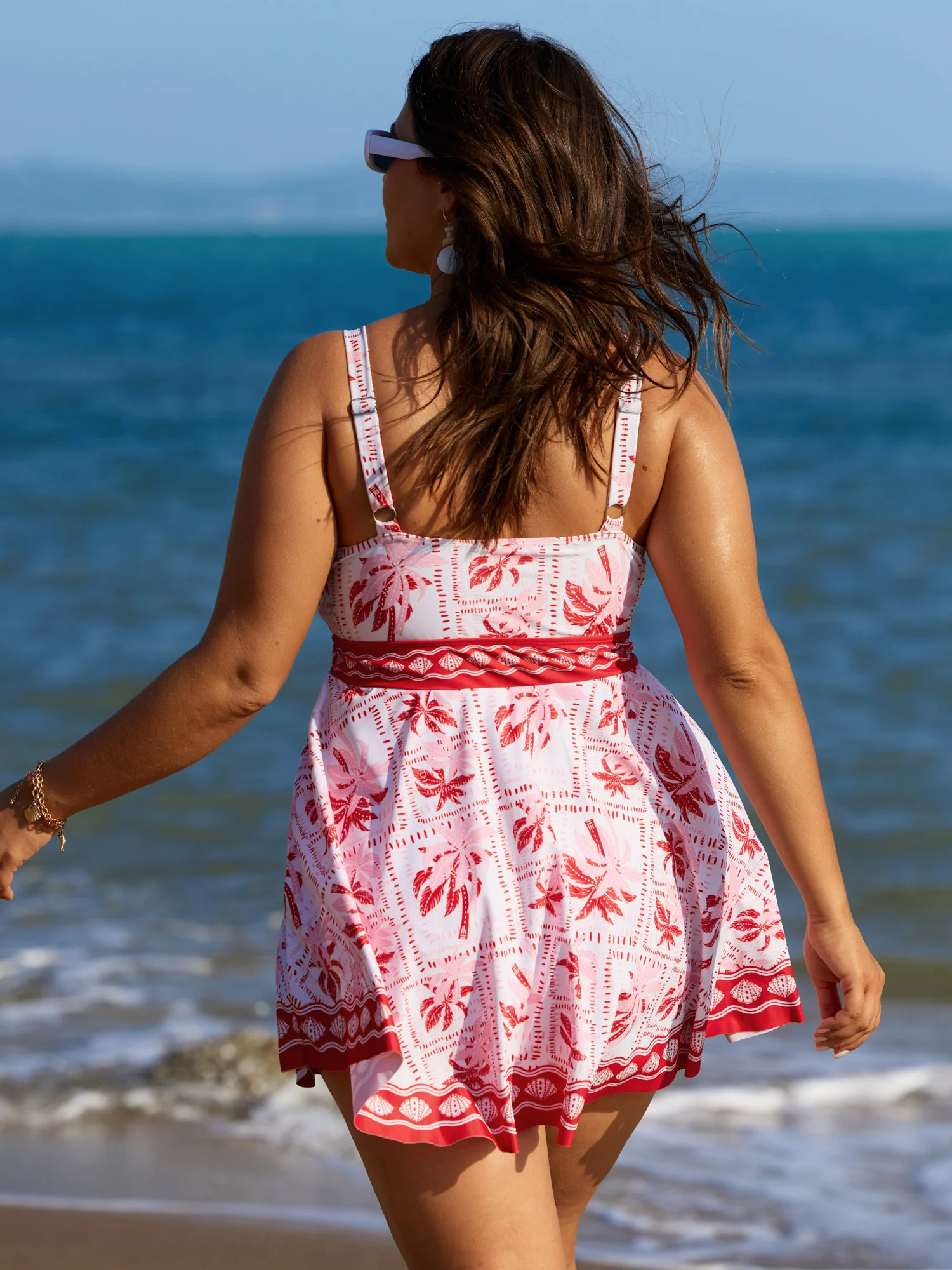 Anti-Float Ties Palm Tree Swim Dress - Image 5