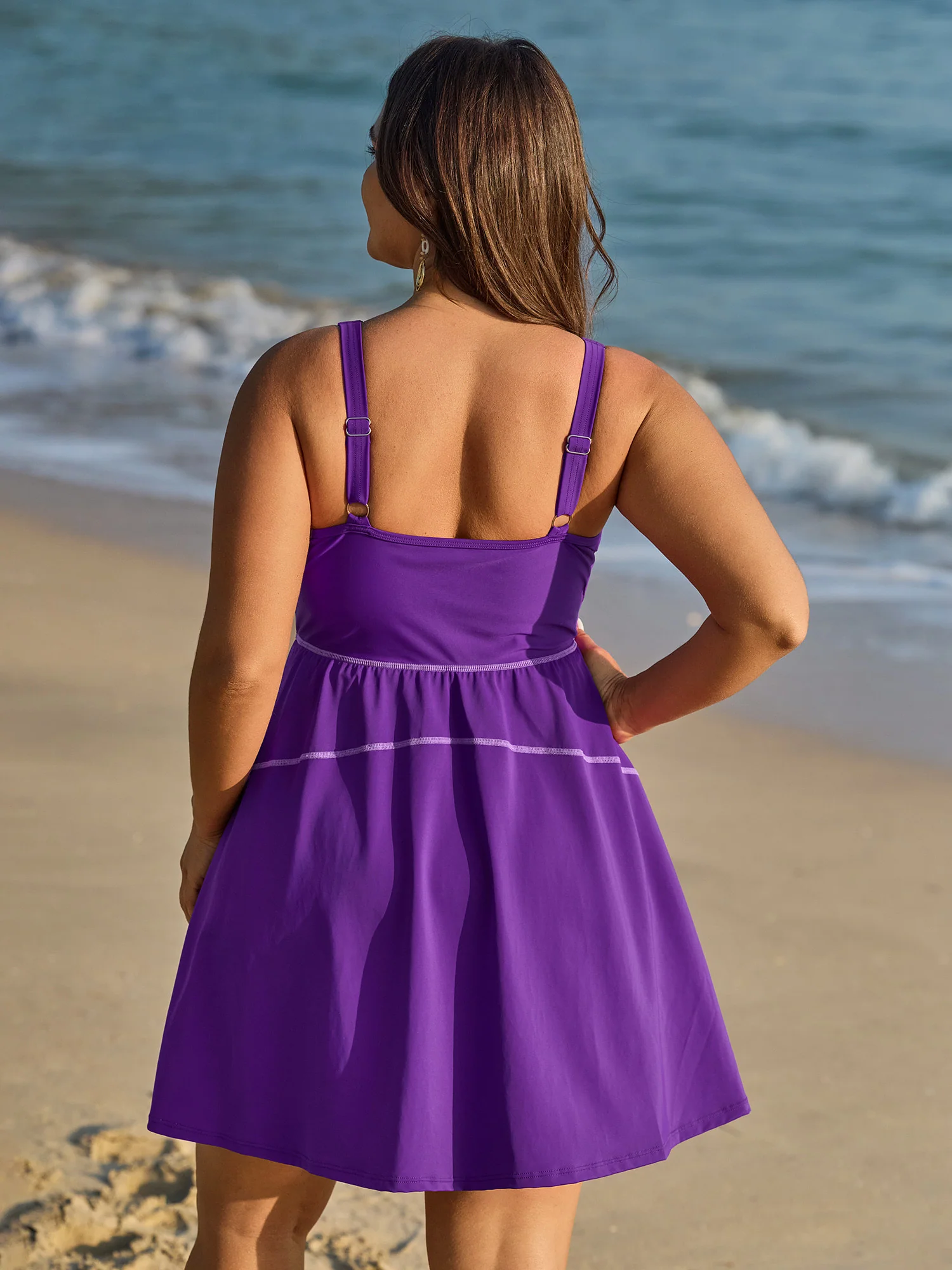 Anti-Float Ties Scoop Neck Swim Dress - Image 5
