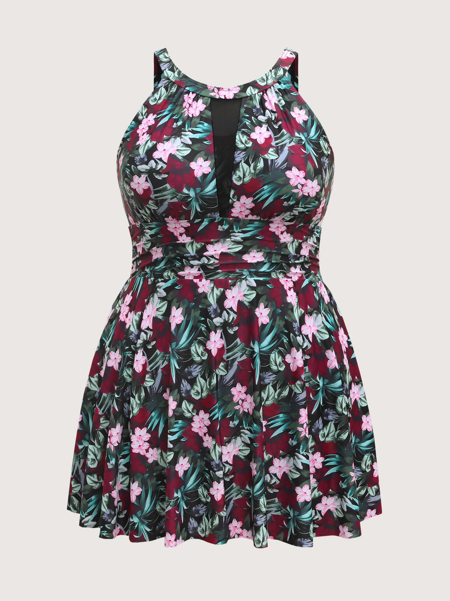 Anti-Float Ties Sheer Tropical Swim Dress - Image 8