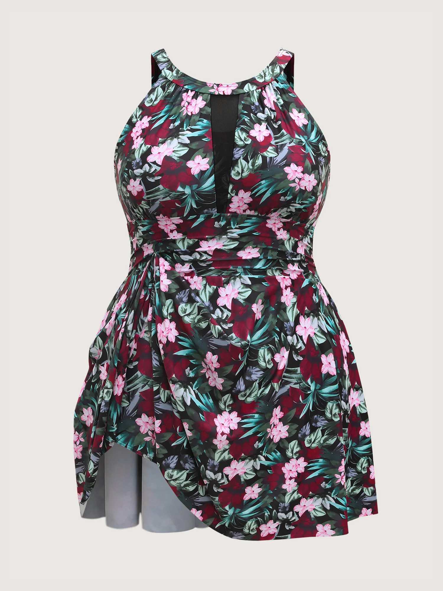 Anti-Float Ties Sheer Tropical Swim Dress - Image 9