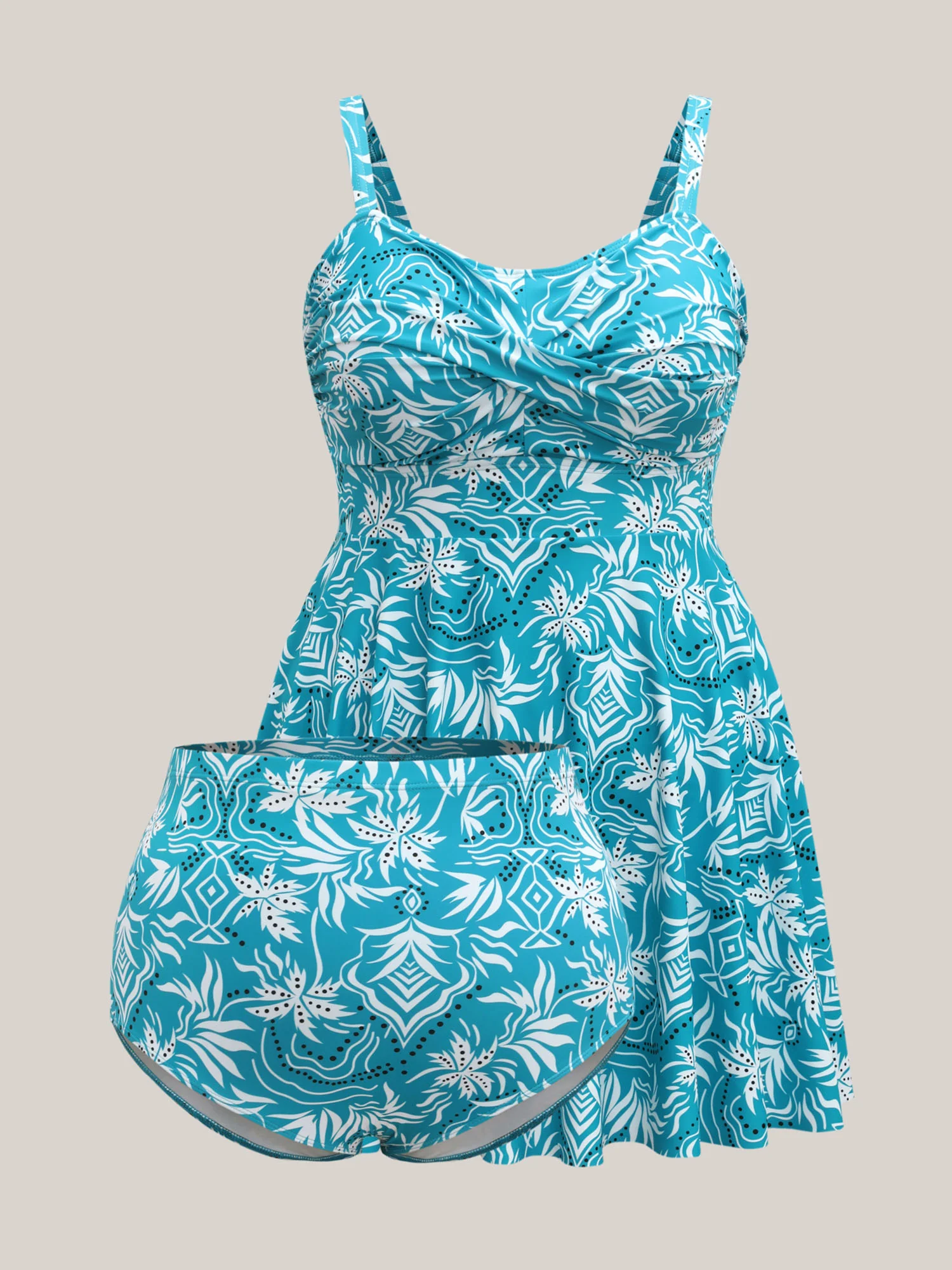 Twist Front Floral Print Swim Dress - Image 8