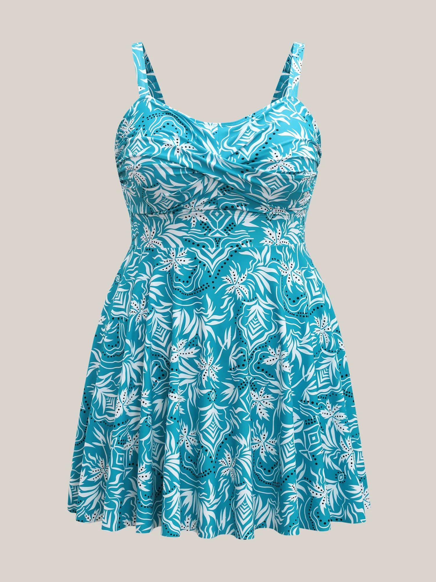 Twist Front Floral Print Swim Dress - Image 9