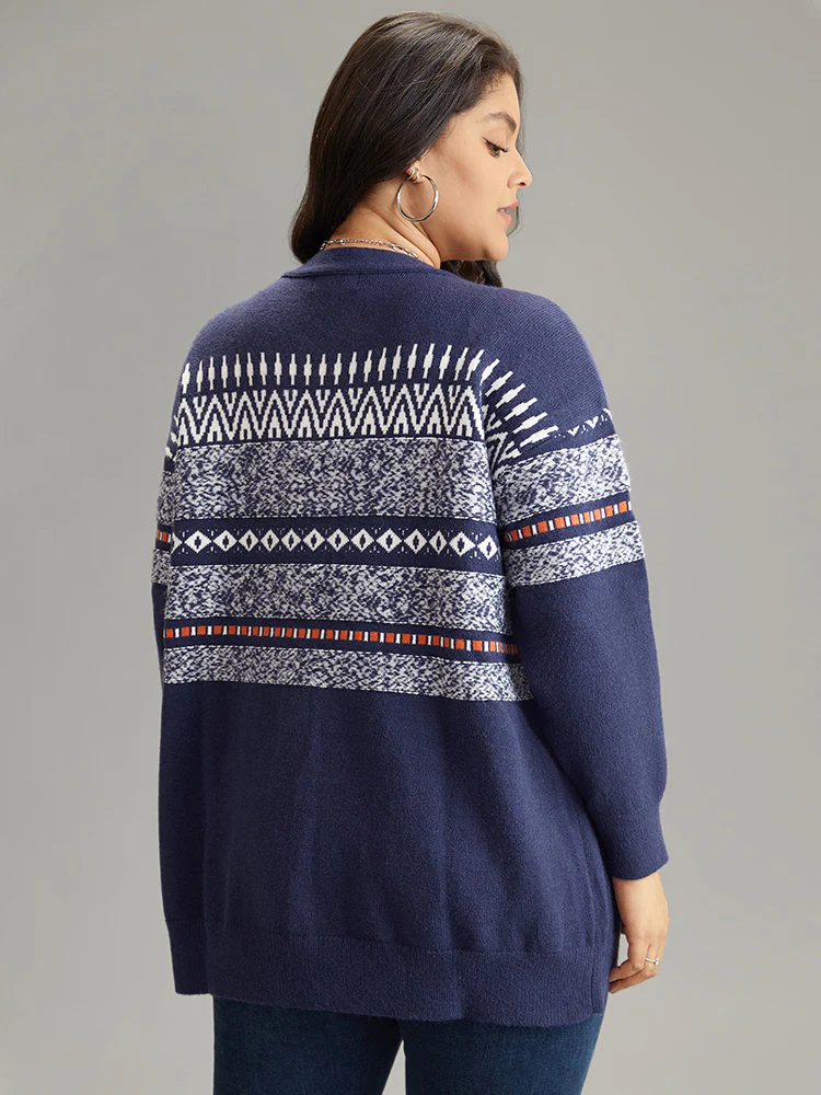 Anti-Pilling Bandana Print Open Front Cardigan - Image 2
