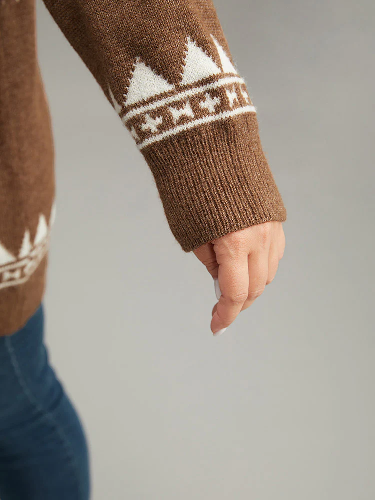 Anti-Pilling Bandana Print V Neck Pullover - Image 6