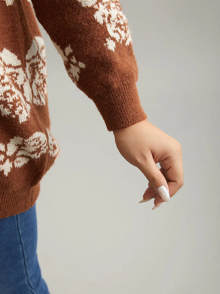 Anti-Pilling Floral Print Drop Shoulder Cardigan - Image 7