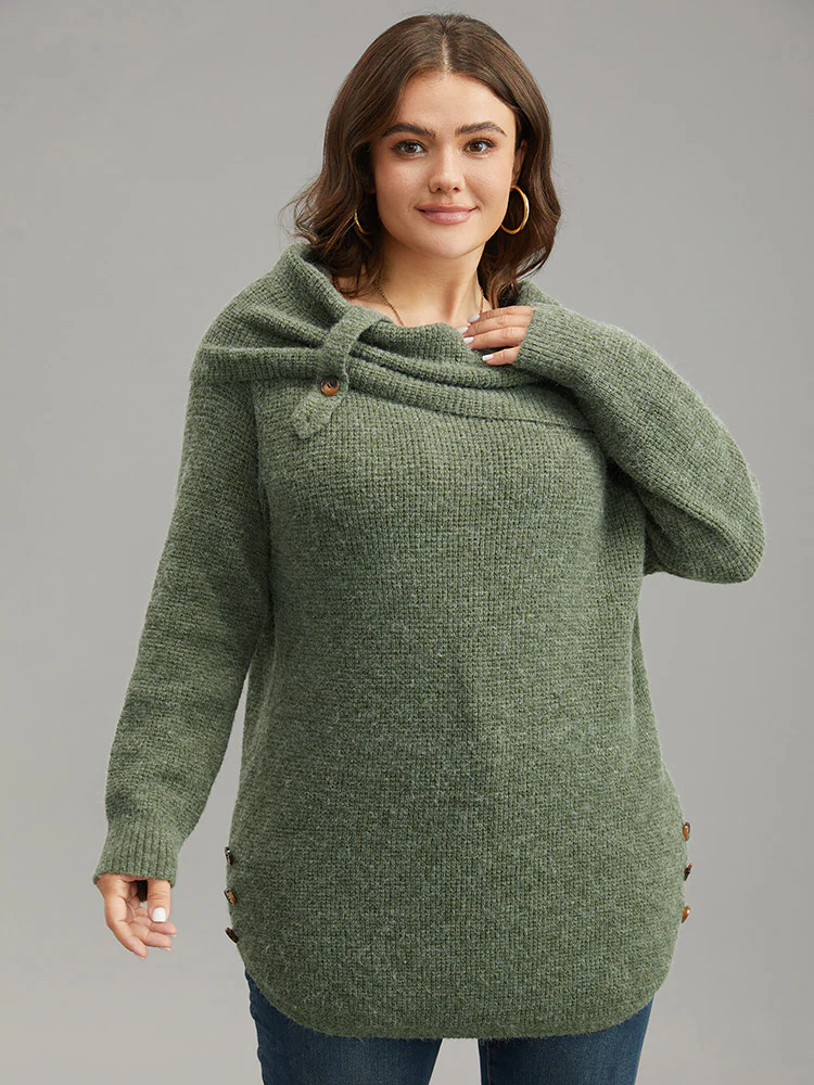 Anti-Pilling Lapel Collar Adjustable Button Pullover - Image 4