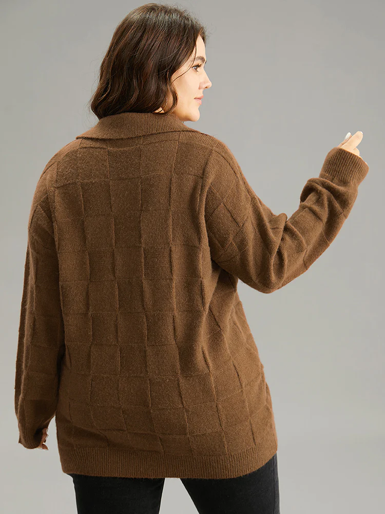 Anti-Pilling Plisse Lapel Collar Pullover - Image 2